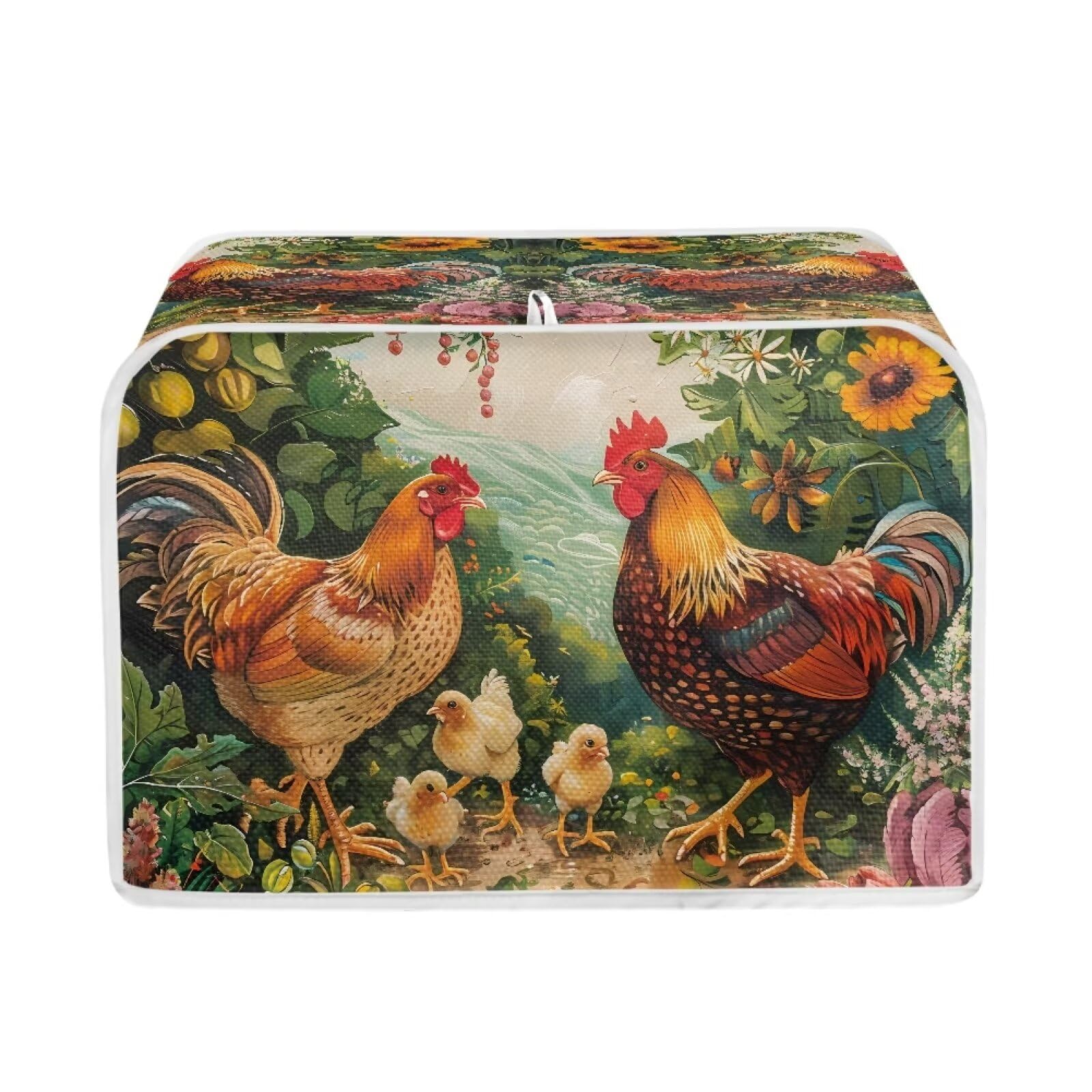 Rooster Chicken 4-Slice Toaster Cover - Washable Kitchen Appliance Protector for Bread Makers | Dust & Grease Proof Toaster Cover | Decorative & Anti-Scratch Design | Perfect for Home, Office, or Restaurant Use