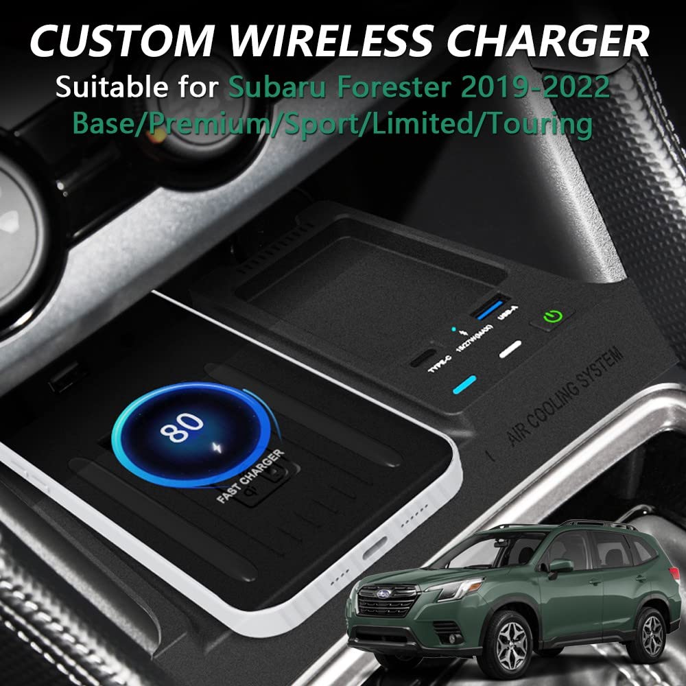 15W Qi Fast Wireless Car Charger for Subaru Forester 2019-2022 - Compatible with iPhone & Android Phones - Perfect for Road Trips & Daily Commutes