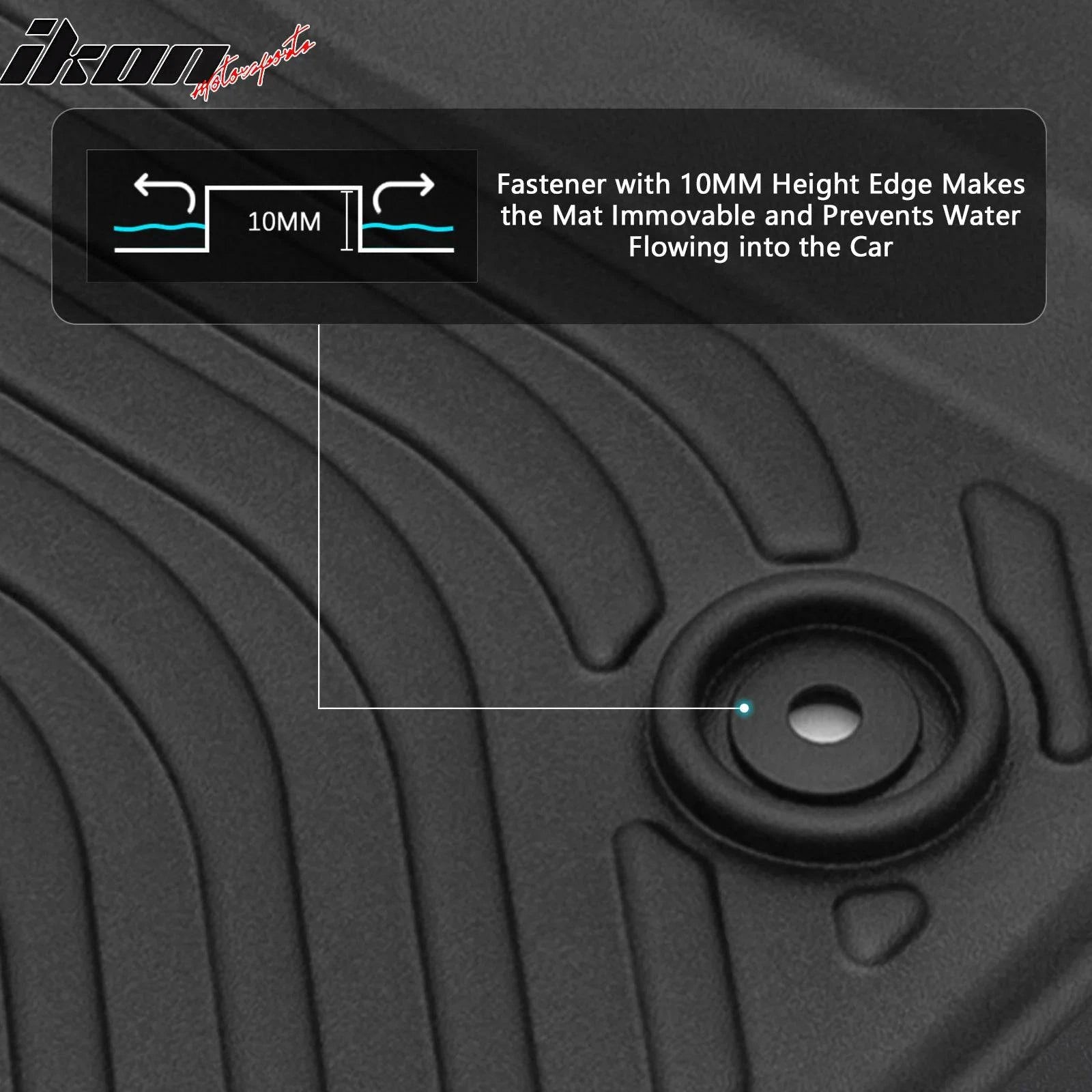 IKON MOTORSPORTS All-Weather Floor Mats for 2013-2020 Nissan Pathfinder, 2014-2020 Infiniti QX60 & 2013 Infiniti JX35 - Black TPE Car Floor Liners - Durable Protection for Rain, Snow & Mud