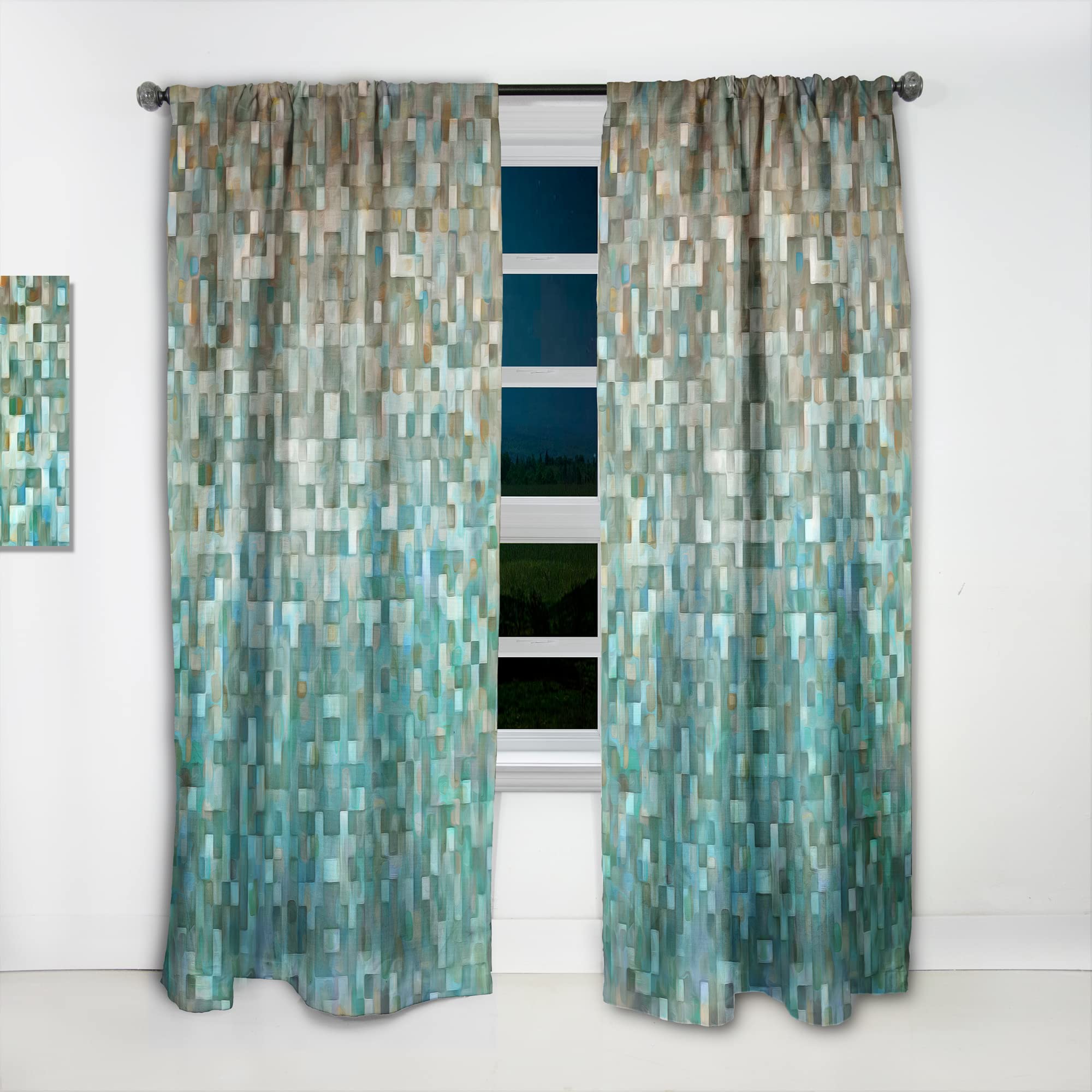 DesignQ Thermal Insulated Blackout Curtains - Abstract Print Single Panel 52x63 inches for Bedroom & Living Room - Noise Reducing & Energy Saving Home Decor