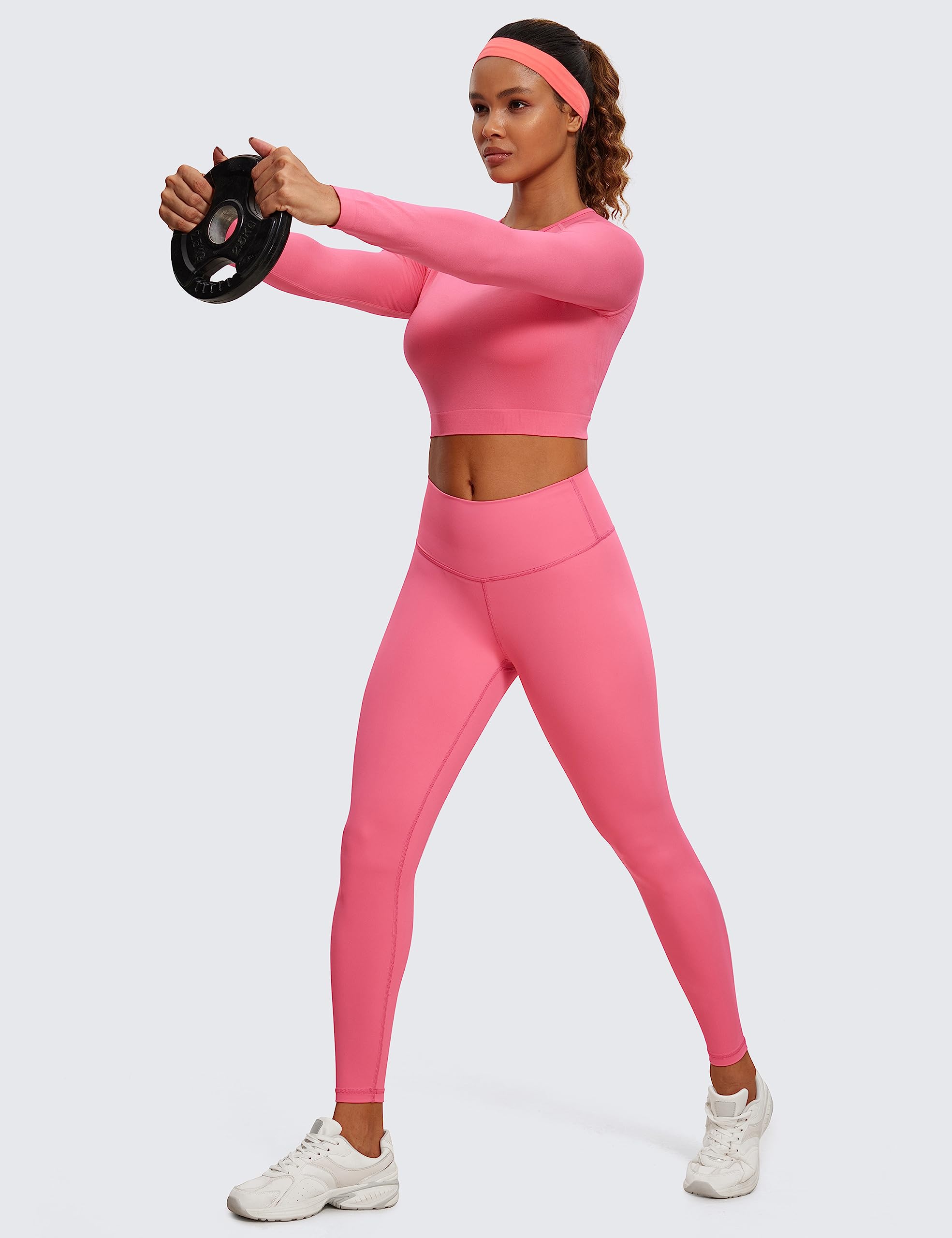 CRZ YOGA Women's Seamless Long Sleeve Workout Shirt - Athletic Cropped Yoga Top for Running, Gym & Fitness Training - Breathable & Comfortable for Yoga, Pilates & Activewear