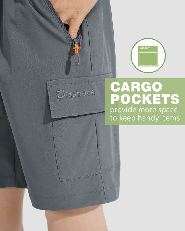 **Boys Cargo Shorts - Lightweight Quick-Dry Athletic Shorts for Outdoor, Golf & Hiking with Zipper Pockets | Perfect for Summer Sports & Active Play**
