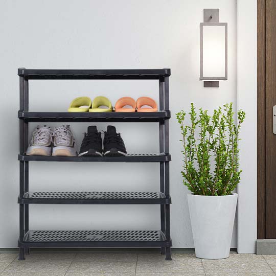 5-Tier Shoe Rack Organizer - Space Saving Storage for Entryway, Closet & Bedroom - Sturdy Metal Shoe Shelf for Sneakers, Boots & Sandals (Black, 34.2