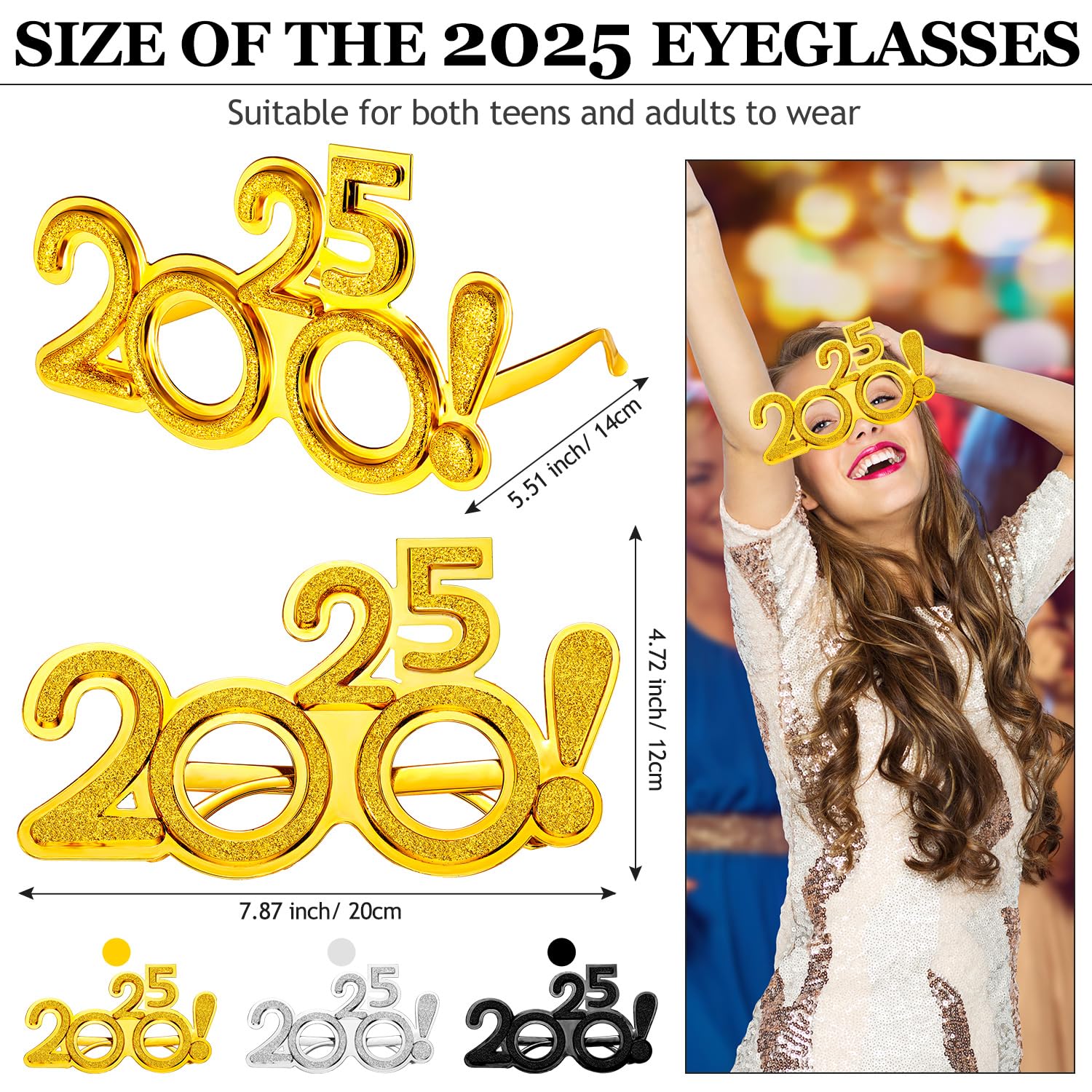 Flutesan 6 Pairs 2025 New Year Eve Party Glasses - Funny Photo Props & Celebration Sunglasses for NYE Parties, Countdown Events & Festive Gatherings