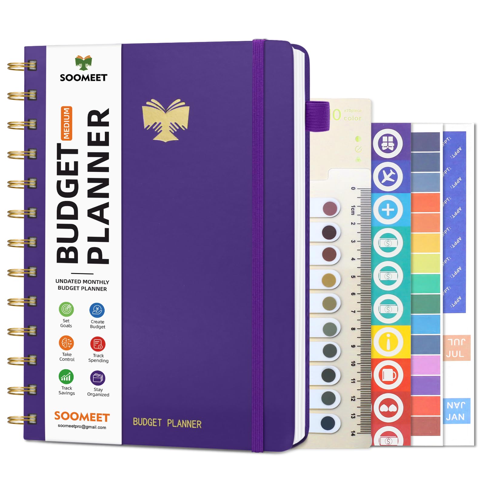 2025-2026 Budget Planner with Monthly Bill Organizer & Expense Tracker - Undated Financial Journal for Money Management, Purple Medium Size 5.5