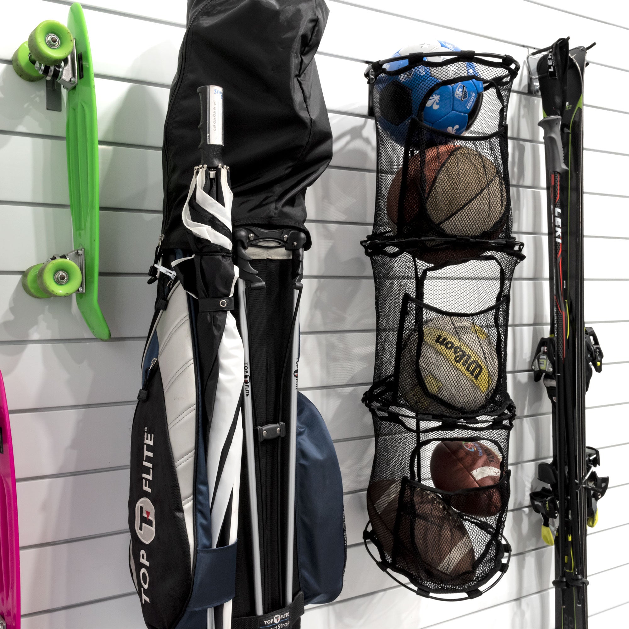 ProRack Ball Organizer with Slatwall Hooks - Heavy Duty Sports Equipment Storage for Basketball, Soccer & Volleyball Balls - Perfect for Garage, Gym & Sports Club Organization