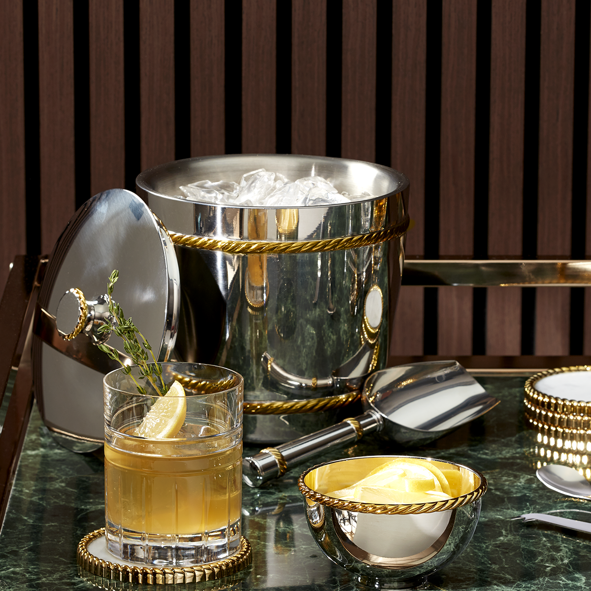 Premium Stainless Steel Roseland Ice Bucket with Tongs Set - Elegant Cocktail & Wine Chiller for Parties, Weddings, and Home Bars - Perfect for Entertaining Guests