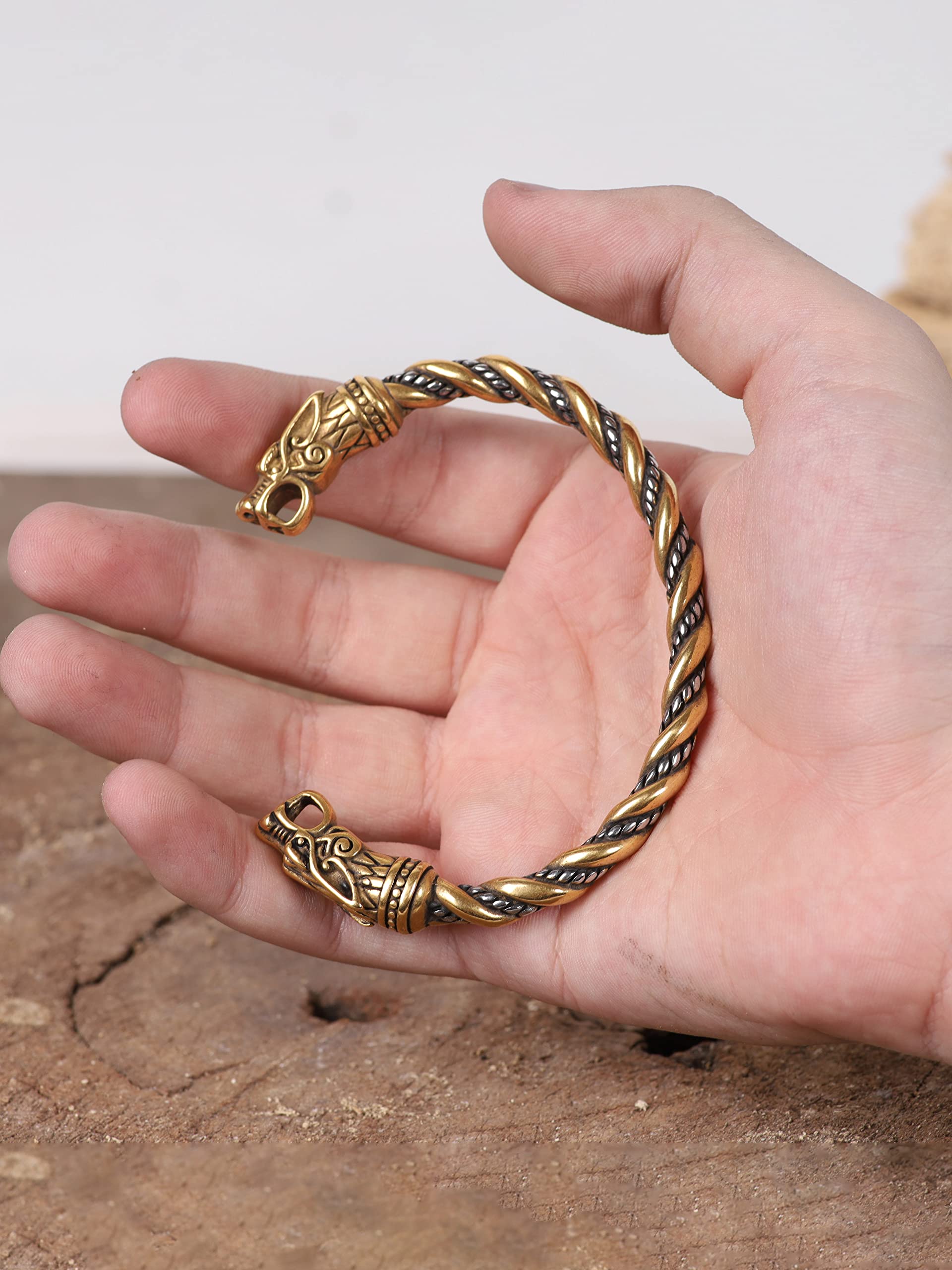 HAQUIL Stainless Steel Viking Twisted Cuff Bracelet - Norse Arm Ring for Men, Viking Jewelry Gift for Him - Perfect for Medieval Reenactments, Viking Cosplay & Norse Style Accessories
