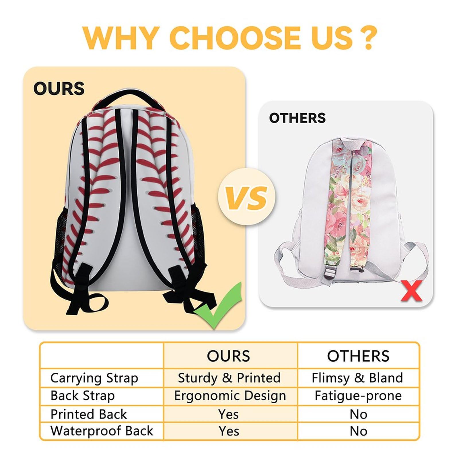 Baseball Backpack for Boys - 16 Inch Lightweight School Bookbag with Adjustable Straps for Sports & Travel