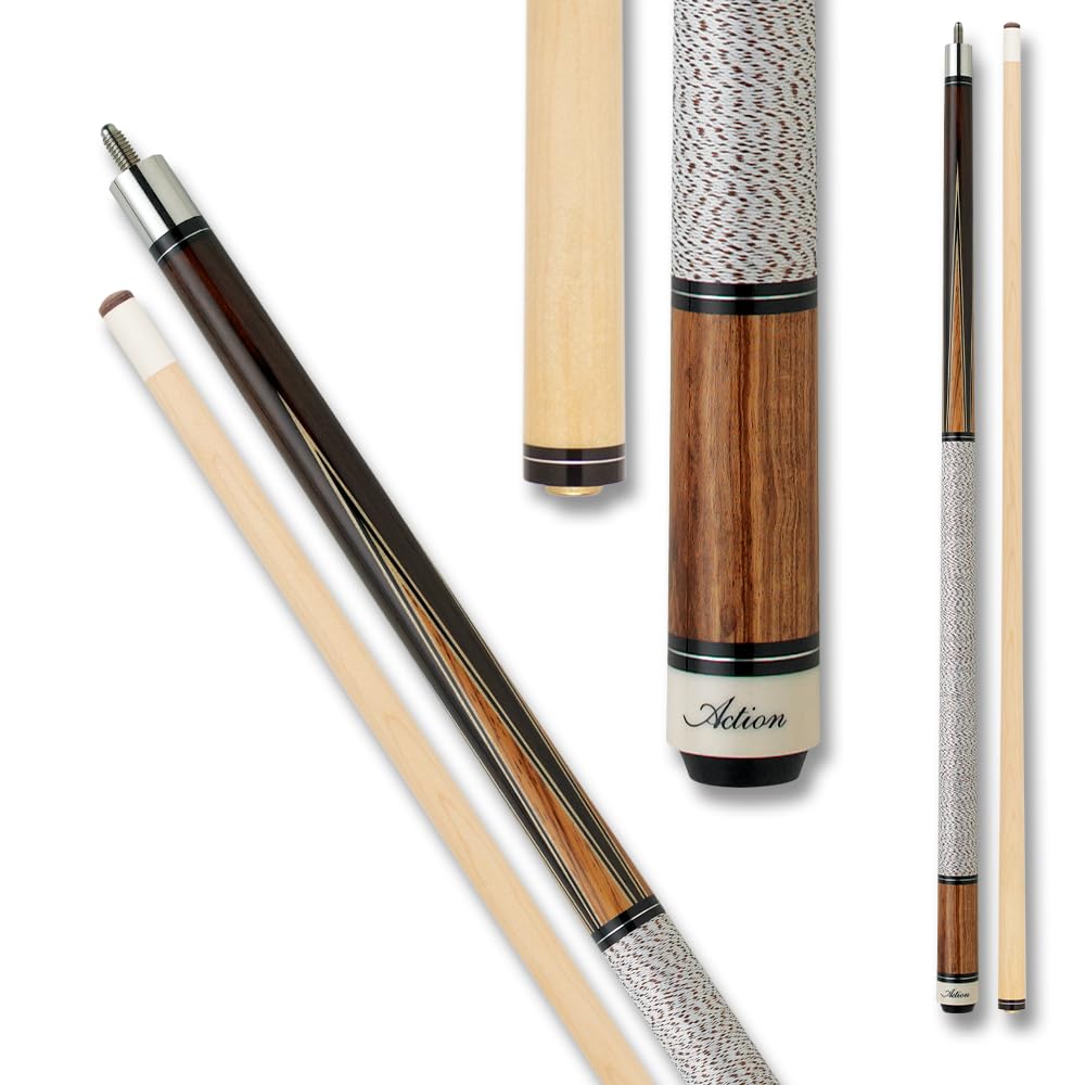 Premium Billiards Pool Cue Stick with Chocolate & Zebrawood Inlay Design - Perfect for Professional Play, Home Game Rooms, and Tournament Use