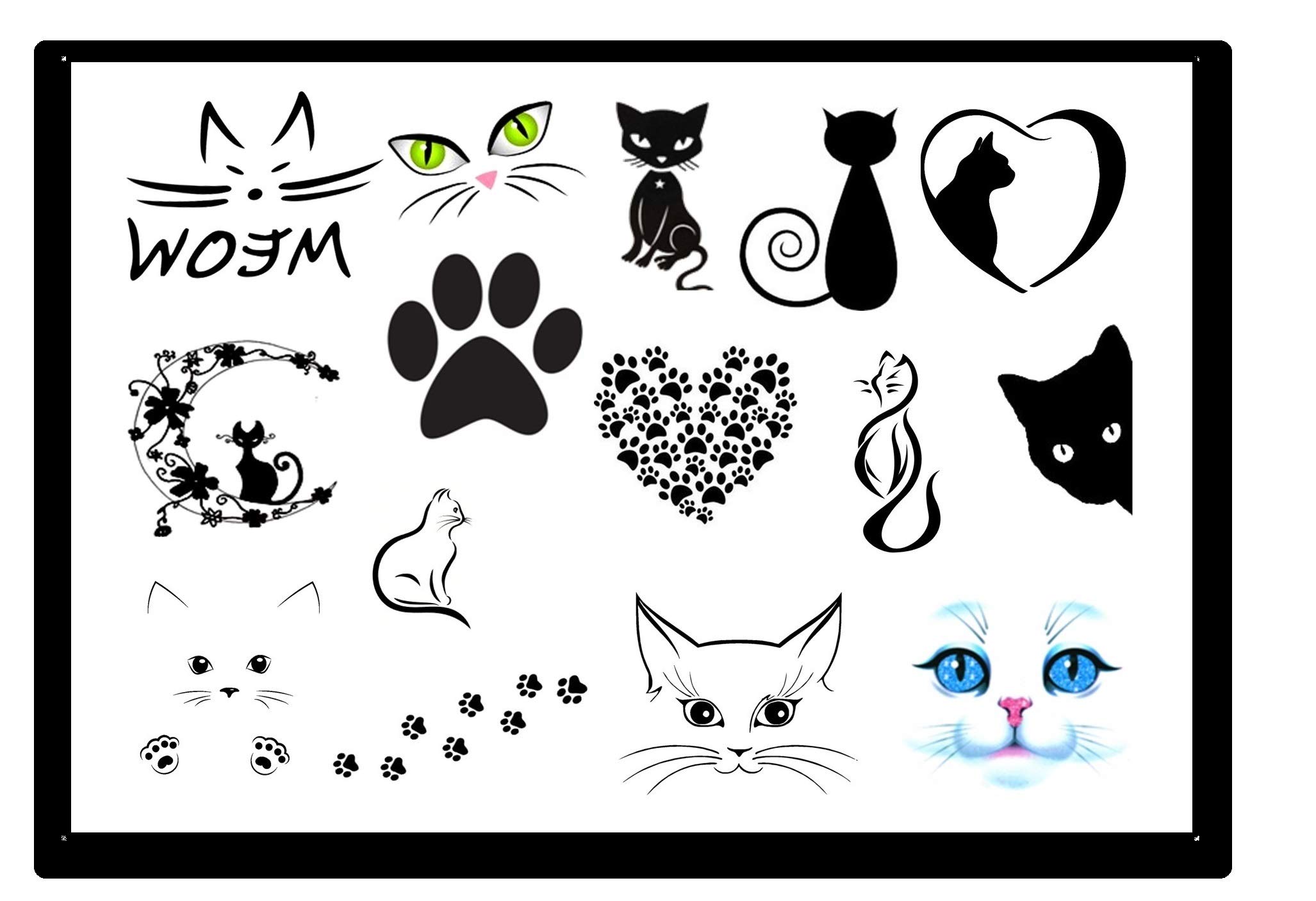 Cat Temporary Tattoos for Kids & Adults - Fun Animal Stickers for Parties, Halloween & Costume Events - Waterproof Fake Tattoo Collection (12 Designs)