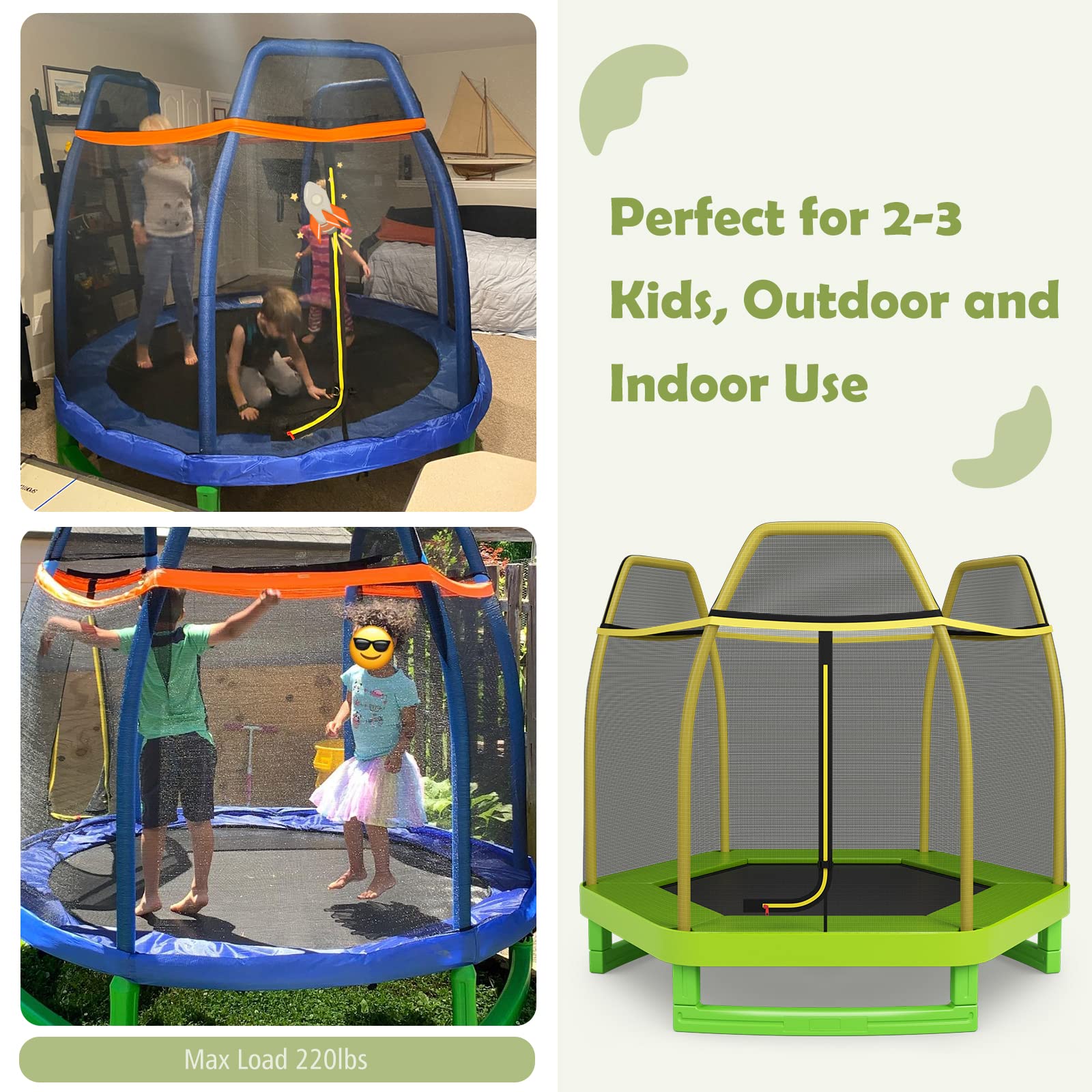**Giantex 7 Ft Trampoline for Kids - Heavy Duty Steel Frame Toddler Trampoline with Safety Net | Indoor & Outdoor Bounce Fun for Ages 3-8 | Perfect Gift for Boys & Girls - Birthday, Backyard Play, Exercise & Family Fun**