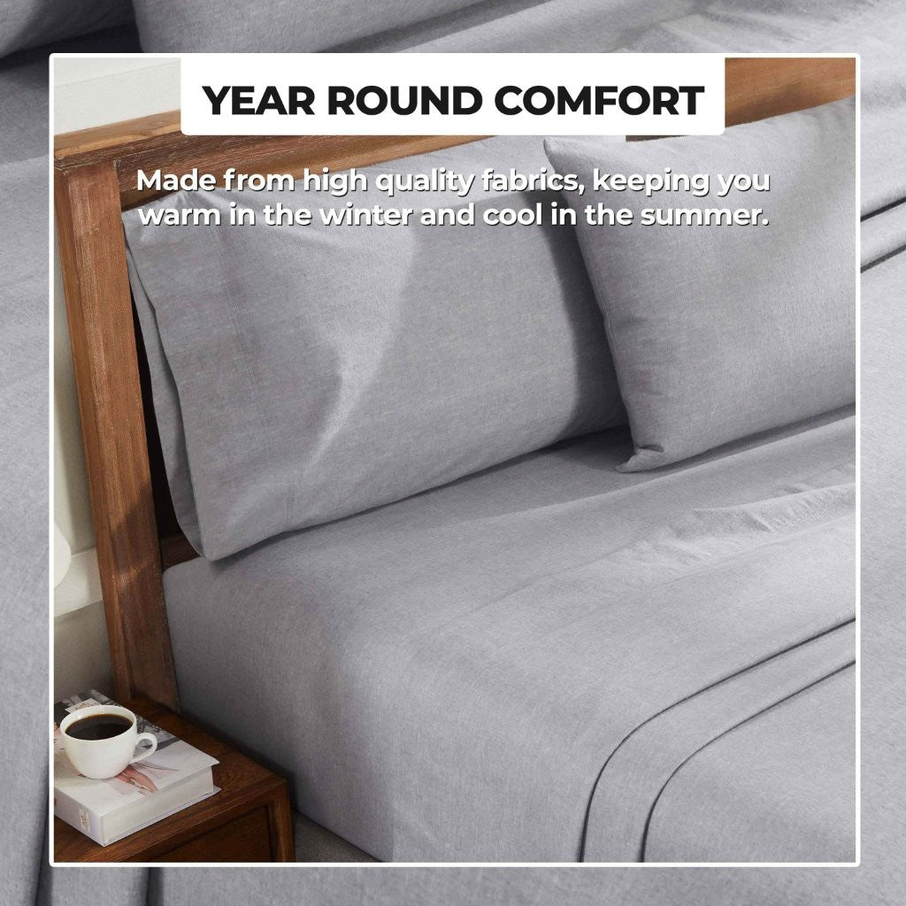 Premium Melange Flannel Cotton Two-Toned Brushed Deep Pocket Sheet Set - Ultra Soft & Cozy for Winter Nights, Perfect for Bedroom Comfort & Warmth