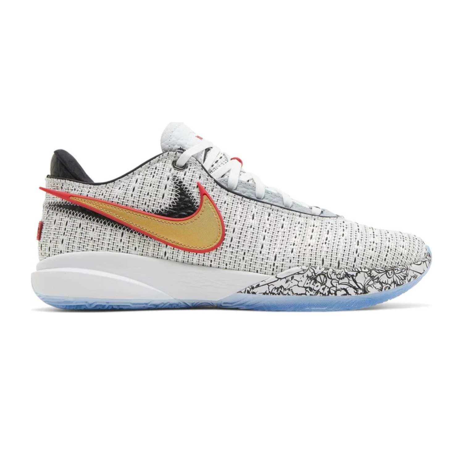 Nike LeBron 20 Basketball Shoes - White Metallic Gold Black University Red Wolf Grey - High-Performance Hoops for Men's Indoor & Outdoor Court Play