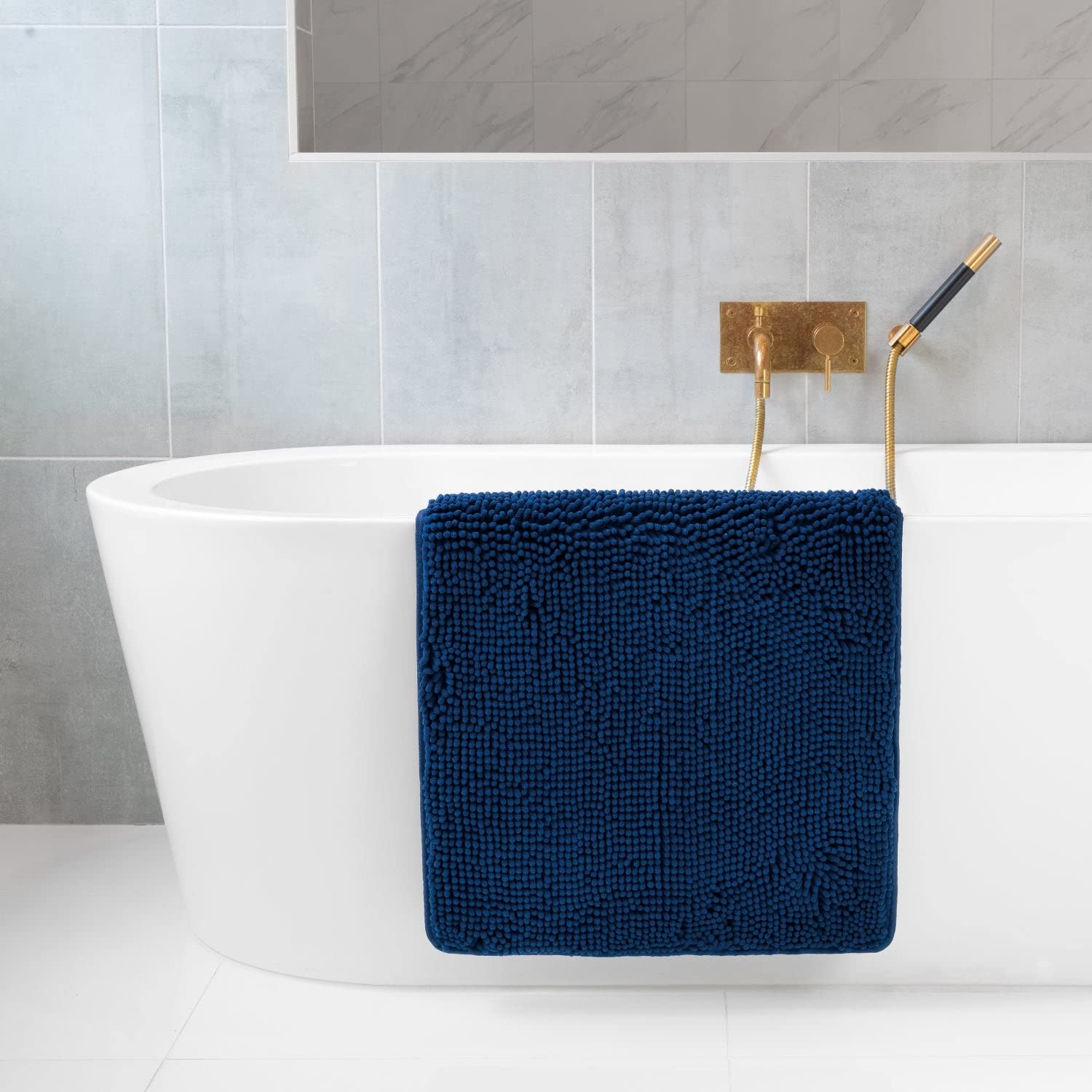 Tafts Extra-Thick Memory Foam Bath Mat - Ultra-Soft Chenille Microfiber, Highly Absorbent & Machine Washable Non-Slip Bathroom Rug (21