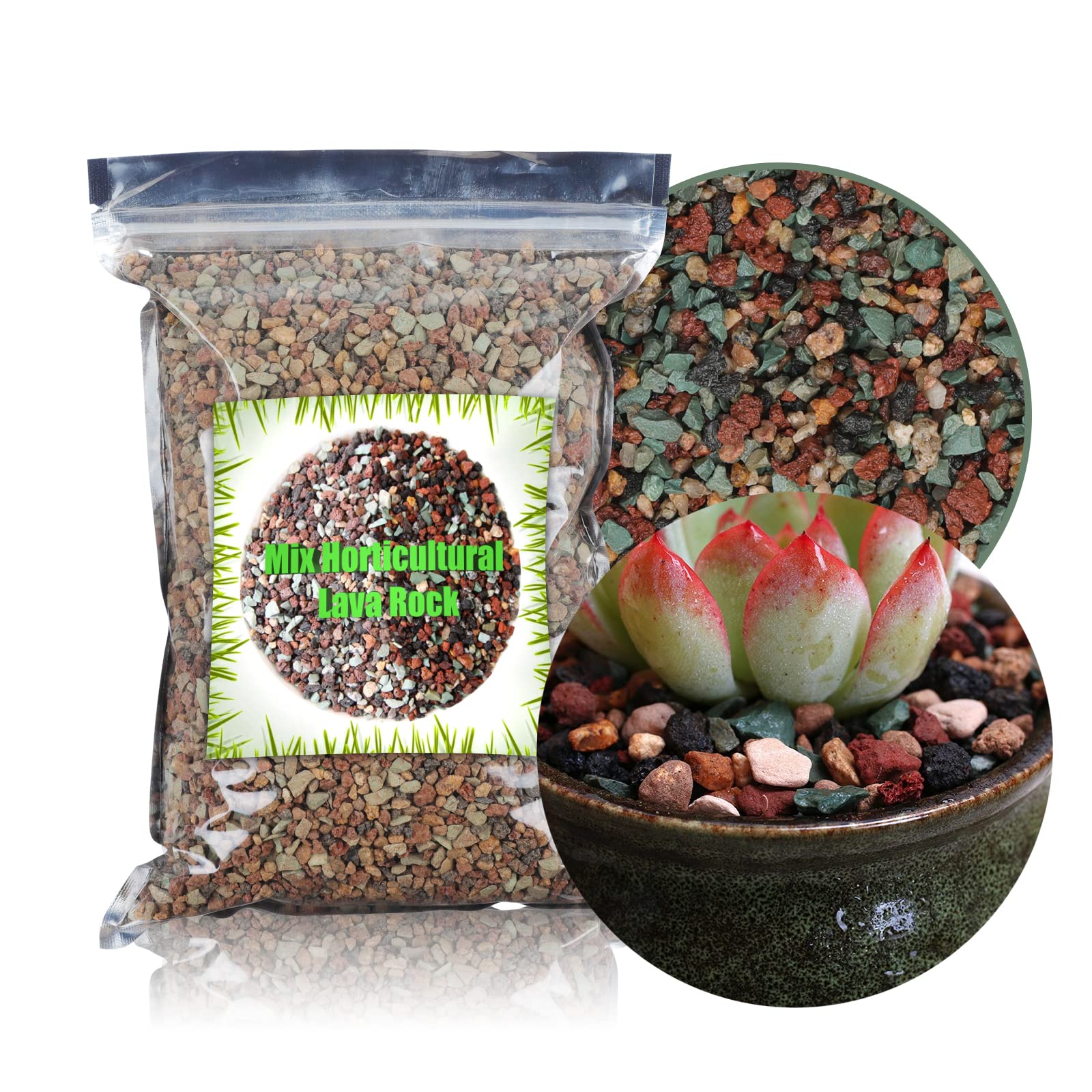 2.2lbs Horticultural Lava Rock Mix - Premium Bonsai, Succulent & Cactus Potting Soil with Volcanic Rock | Fast-Draining Gritty Decorative Gravel for Plant Drainage, Vase Fillers, Terrariums & Fairy Gardens | Ideal for Indoor/Outdoor Plants, DIY Gardening Projects & Landscape Design