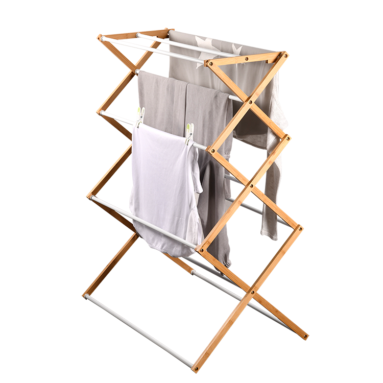 Foldable Bamboo Laundry Drying Rack - Space Saving Clothes Airer for Indoor & Outdoor Use - Perfect for Apartments, Camping, and Small Spaces