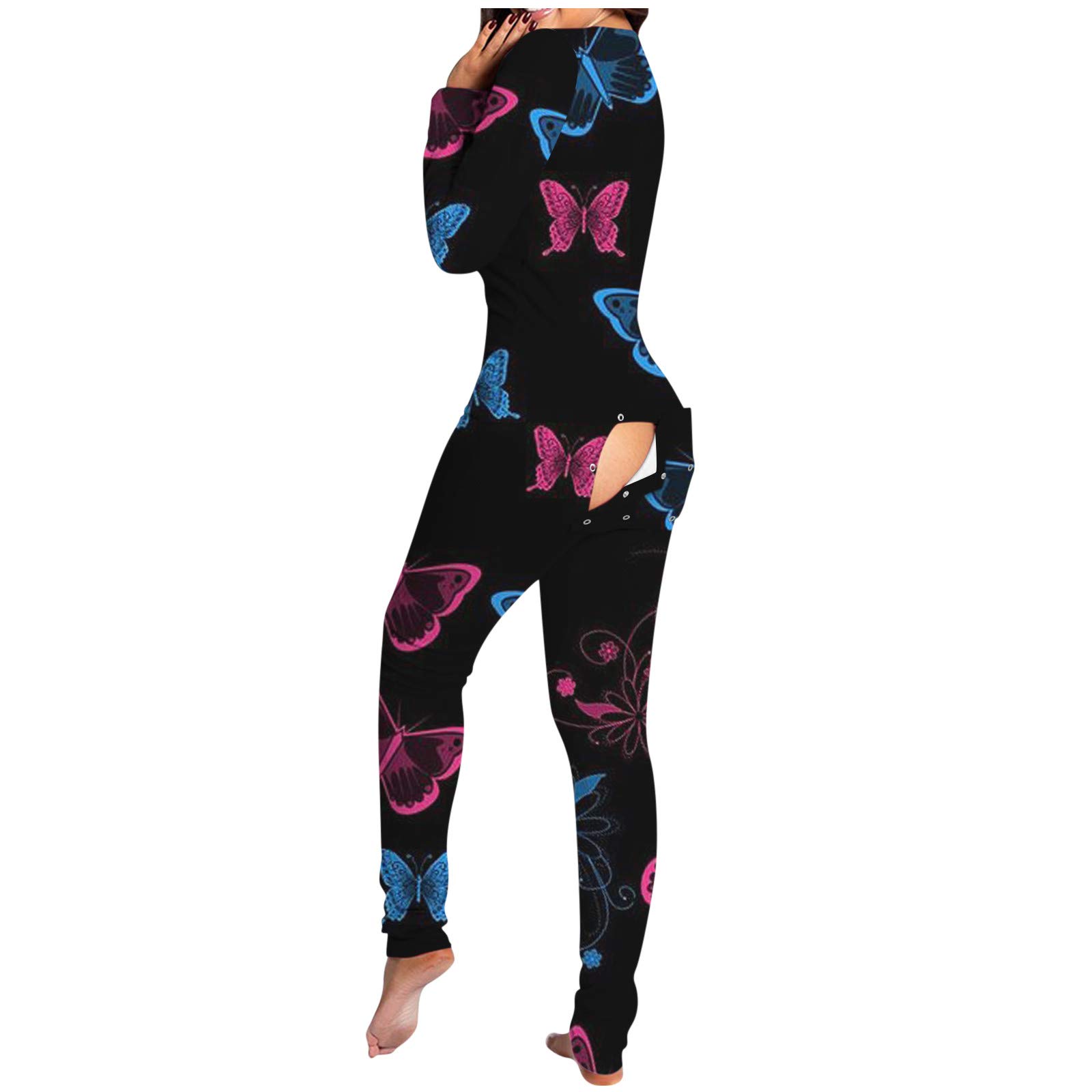 FABIURT Women's Sexy Pajamas - Button Back Romper Jumpsuit Sleepwear | Soft Onesie Pajama Set for Lounge, Sleep & Comfort | Perfect for Bedtime, Relaxing at Home & Romantic Nights