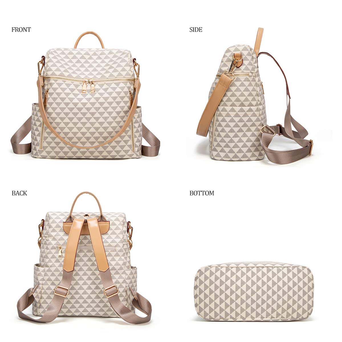 Stylish Women's PU Leather Convertible Backpack Purse - 2-Piece Travel Satchel & Handbag Set for Work, Commute & Weekend Getaways
