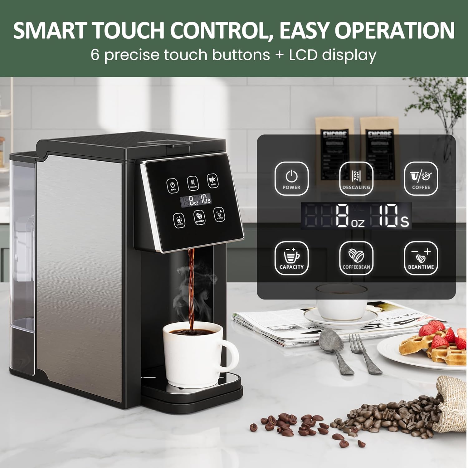 Premium Single Serve Coffee Maker with Built-in Grinder - Compatible with K-Cups, Ground Coffee & Loose Leaf Teas - Perfect for Home, Office & Travel Use