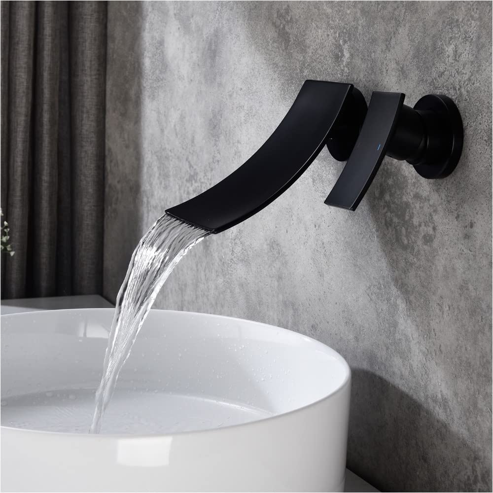JHSDFOUIH Matte Black Brass Wall Mount Widespread Bathroom Faucet - Perfect for Modern Bathroom Vanities & Powder Rooms