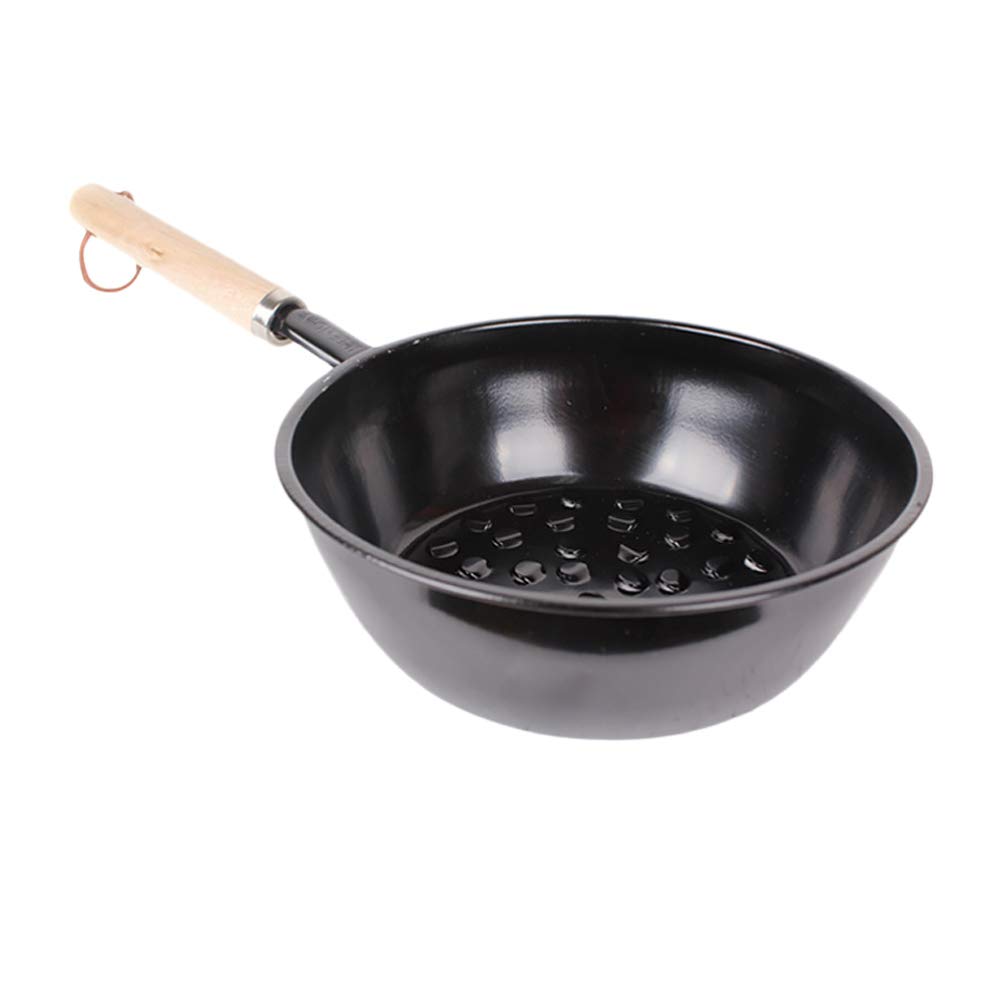 Happyyami Portable Camping Burner Pot & Chimney Charcoal Starter - Wooden Handle BBQ Brazier for Outdoor Grilling, Picnics, and Backyard Campfires