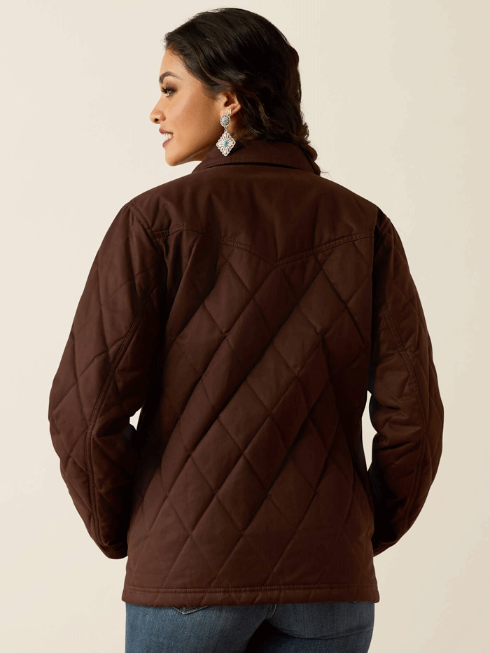 Ariat Women's Grizzly Quilted Barn Jacket - Dark Brown | Water-Resistant Winter Coat for Horseback Riding & Outdoor Activities