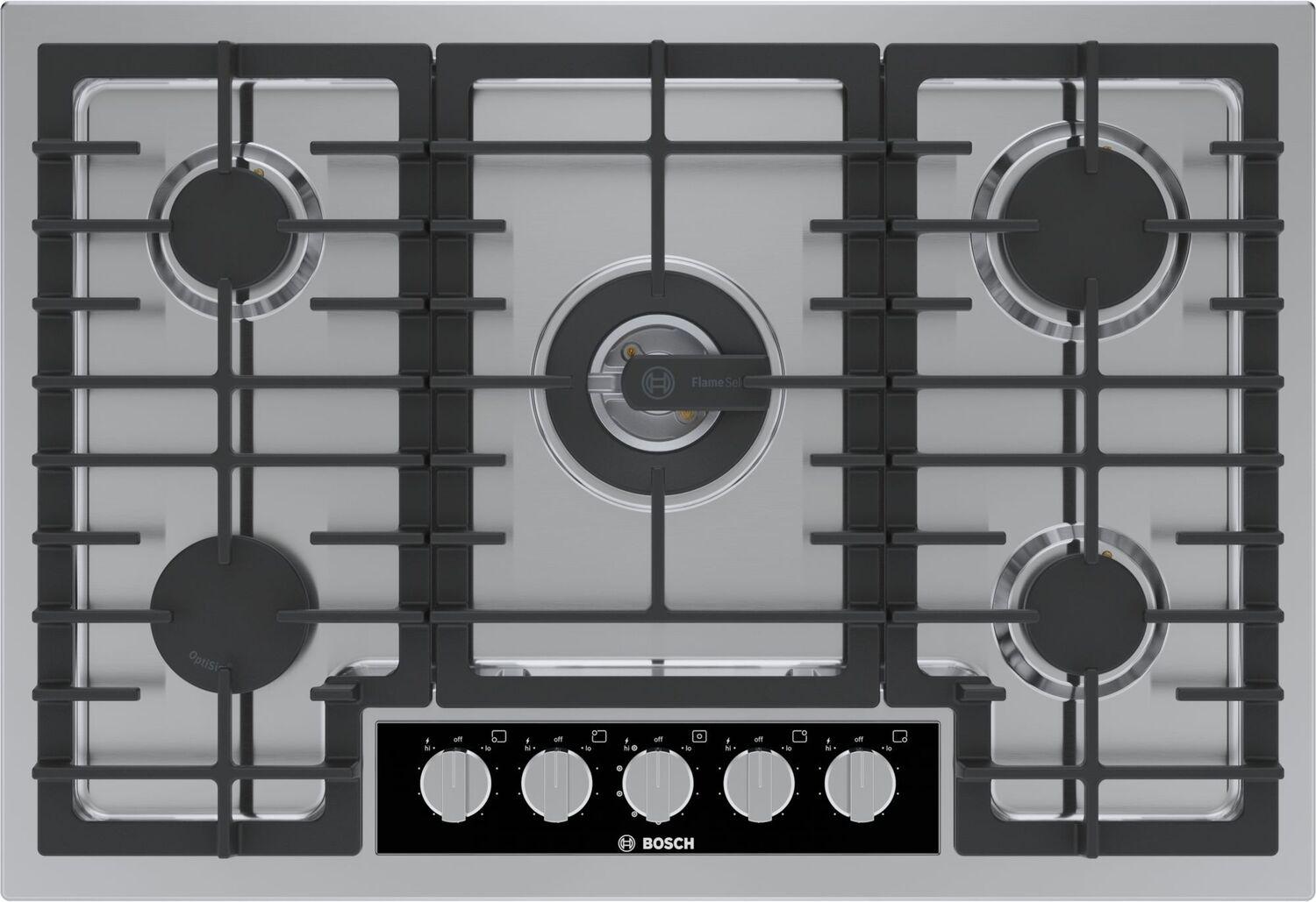Bosch NGMP058UC Benchmark® 30-Inch Stainless Steel Gas Cooktop - Professional Grade for Home Kitchens, Perfect for Cooking, Baking & Entertaining