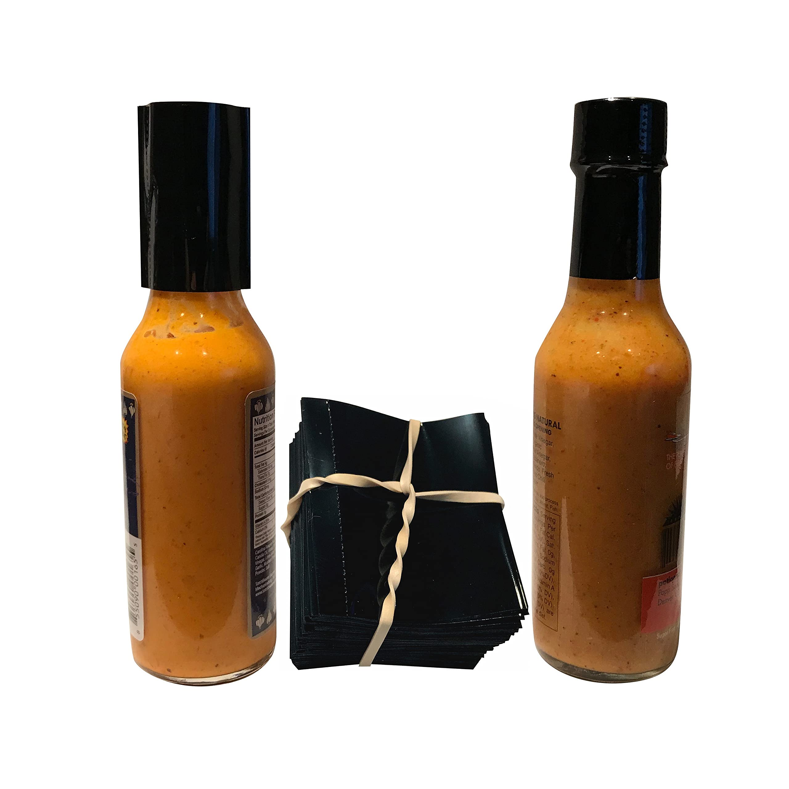 45 x 52mm Black Perforated Shrink Bands for Hot Sauce Bottles, Essential Oil Bottles & Liquid Containers - Fits 3/4