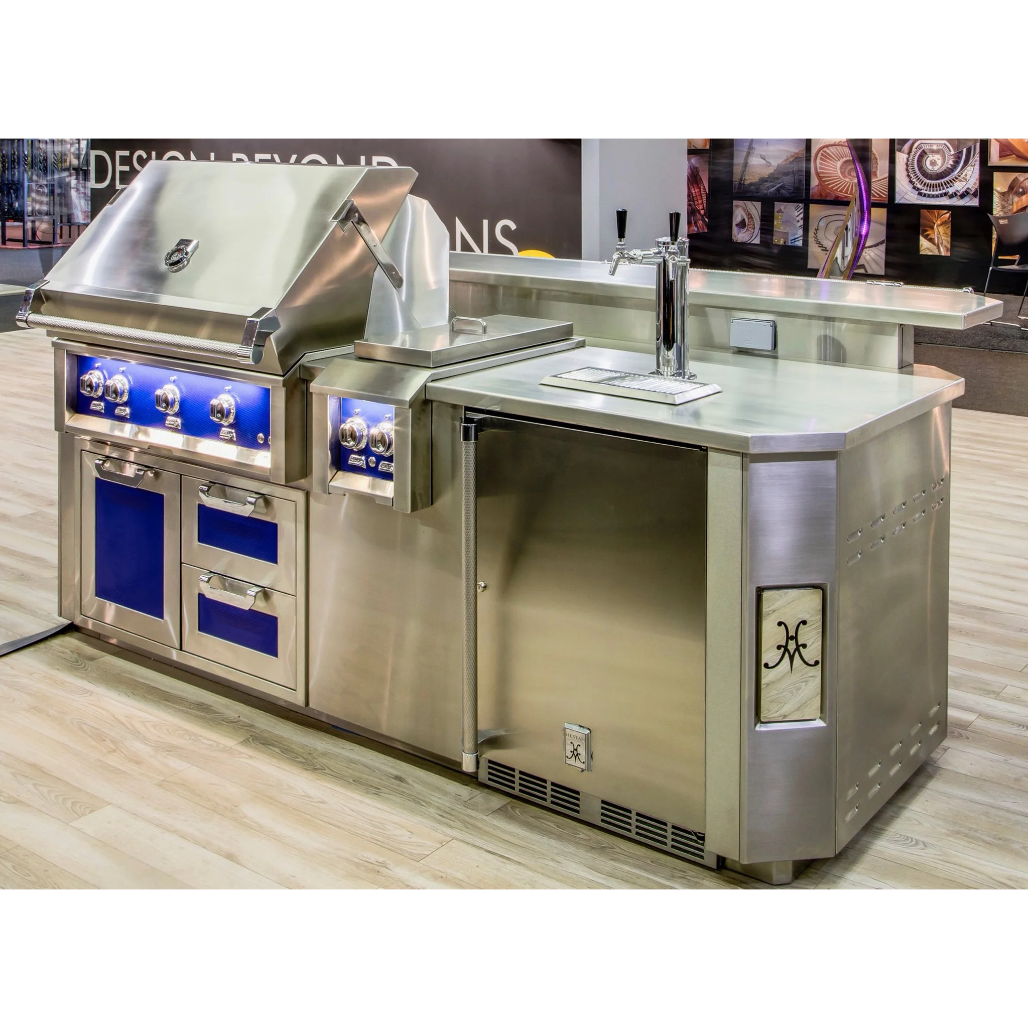 Hestan 8 Ft. GE Series Kitchen Island with Side Burner Cutout - Stainless Steel Commercial Grade Prep Table (Model GES08) - Perfect for Restaurant Kitchen, Catering Business & Home Chef Cooking Station