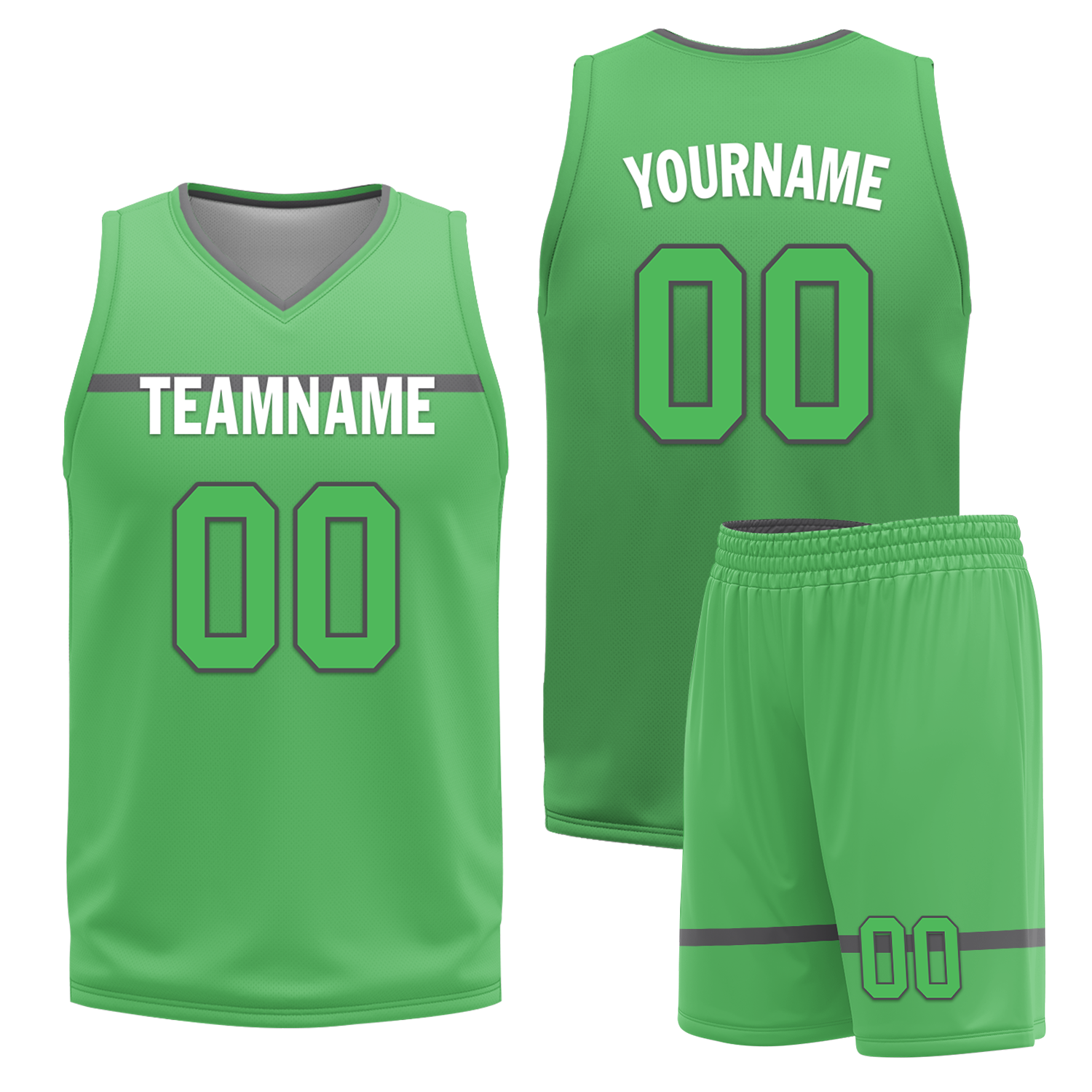 Custom Gray & Green Reversible Basketball Jersey - Personalized Classic Style Uniform for Men & Women | Perfect for Team Games, Training, and Fan Apparel (BBJR D017046)
