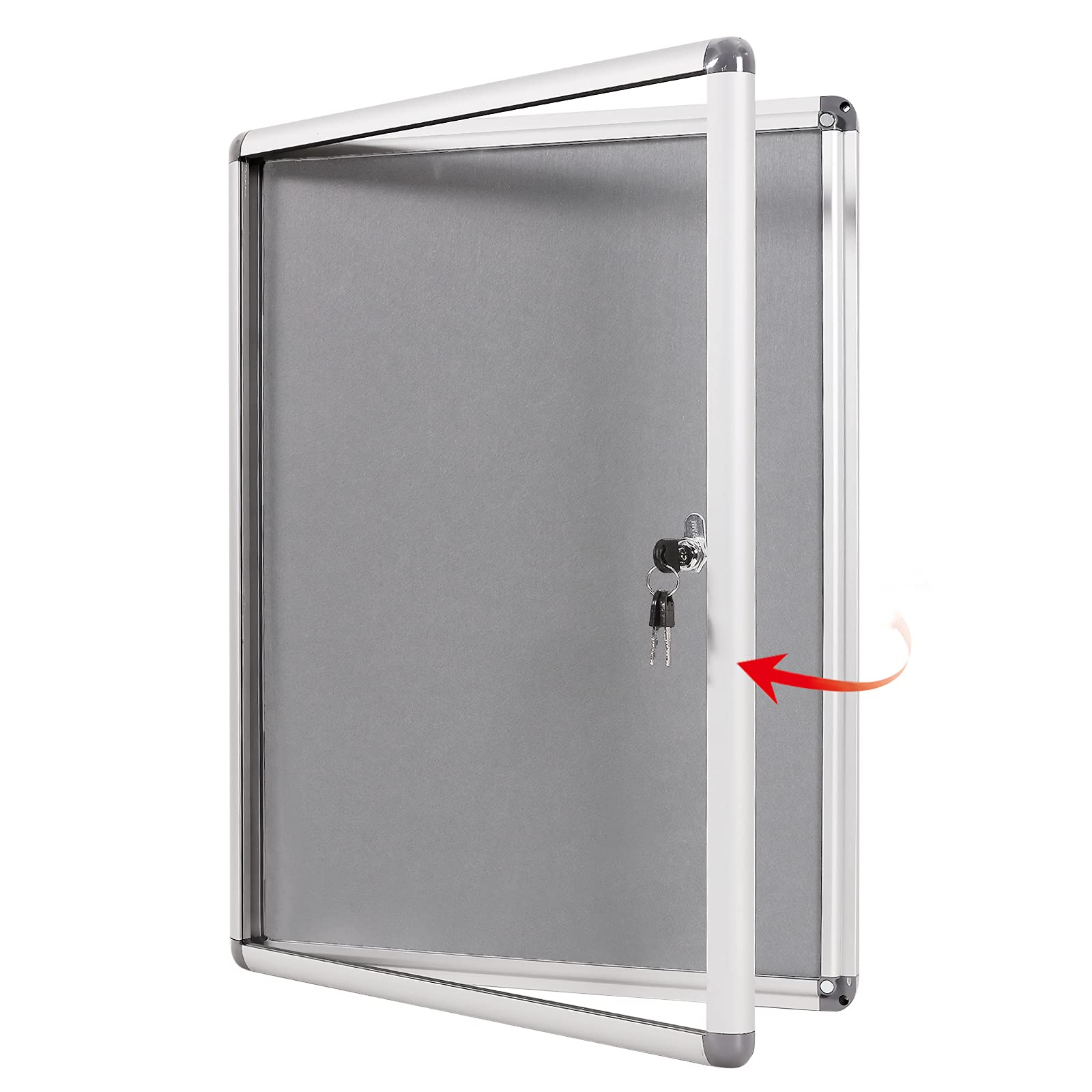 SWANCROWN 26x20 Inch Fabric Bulletin Board - Wall Mounted Enclosed Display Case for Office, Classroom & Home Decor (Holds 4 A4 Papers) - Perfect for Announcements, Photos & Memo Organization
