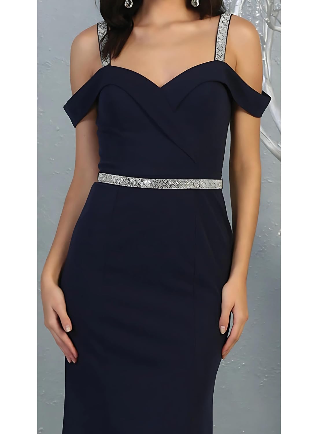 Embellished Straps Off-Shoulder Formal Long Gala Dress for Women - Dusty Rose Elegant Evening Gown for Prom, Wedding, Cocktail Party & Special Occasions