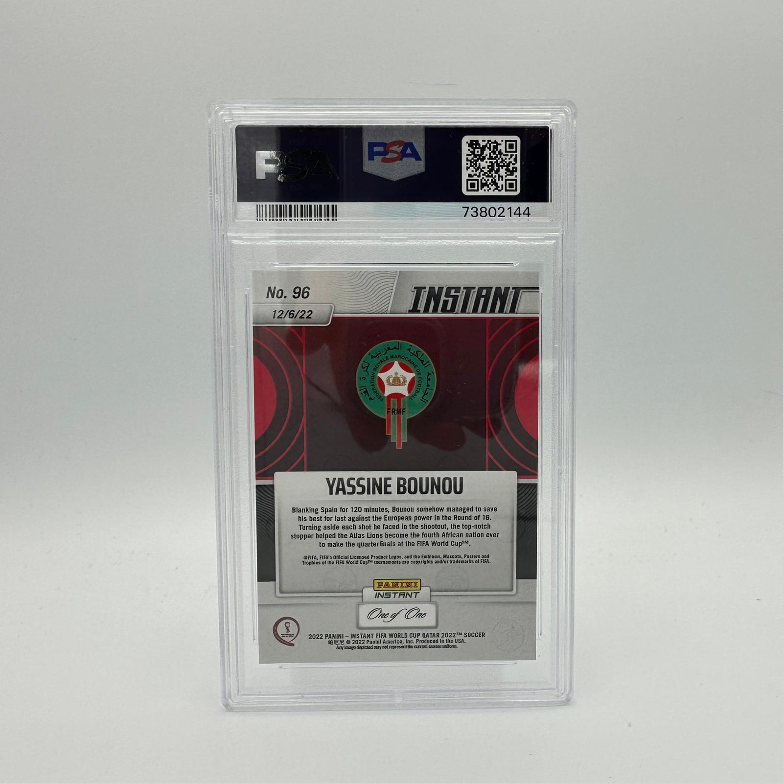 PSA 9 Graded 1/1 Yassine Bounou #96 FIFA World Cup Qatar 2022 Black Parallel Soccer Card - Perfect for Soccer Memorabilia Collections and Sports Card Investments