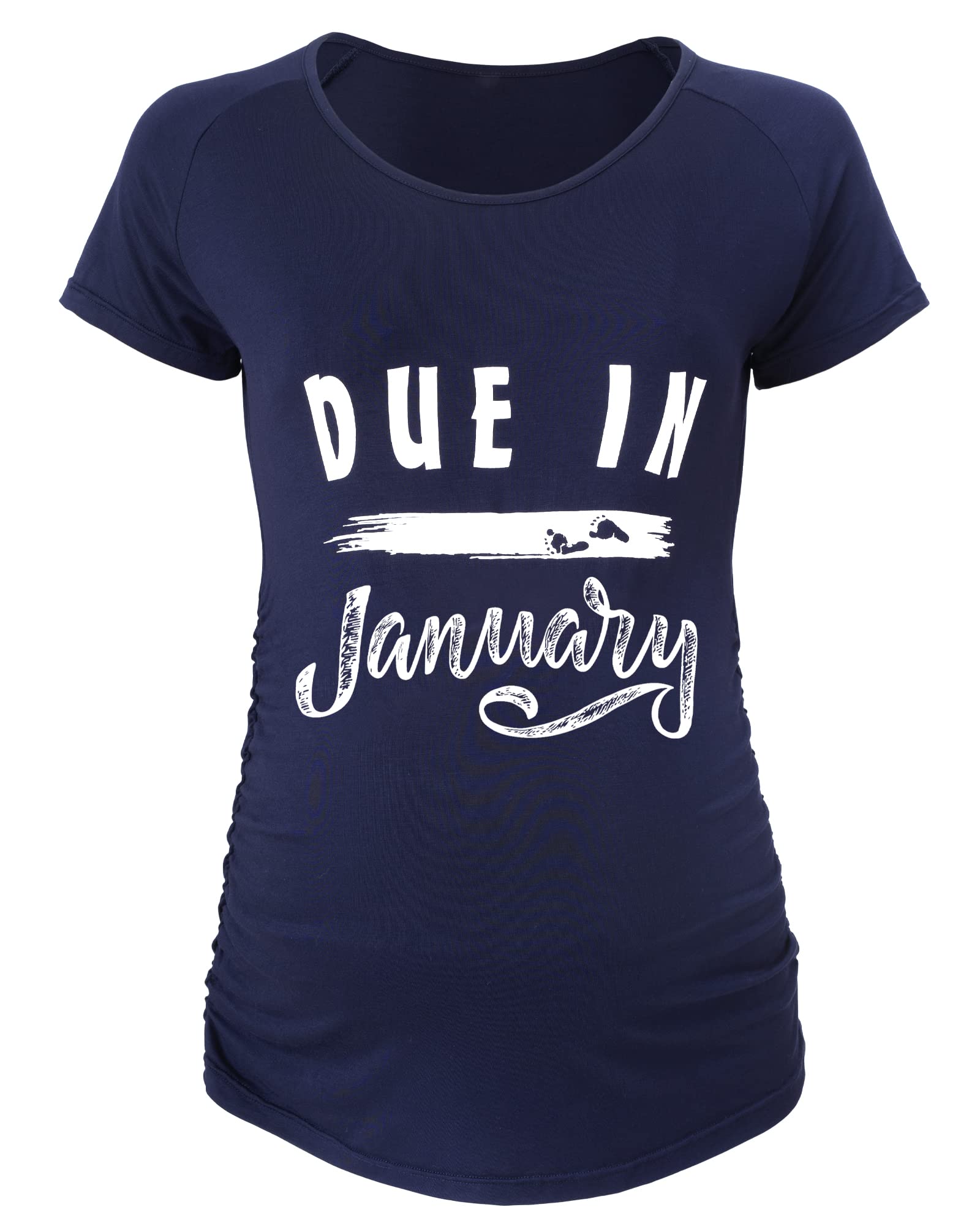 Funny Maternity Shirts for Pregnancy - SUNNYBUY Ruched Side Graphic Maternity Tee | Comfortable & Stylish Pregnancy Tops for Baby Showers, Maternity Photos & Everyday Wear