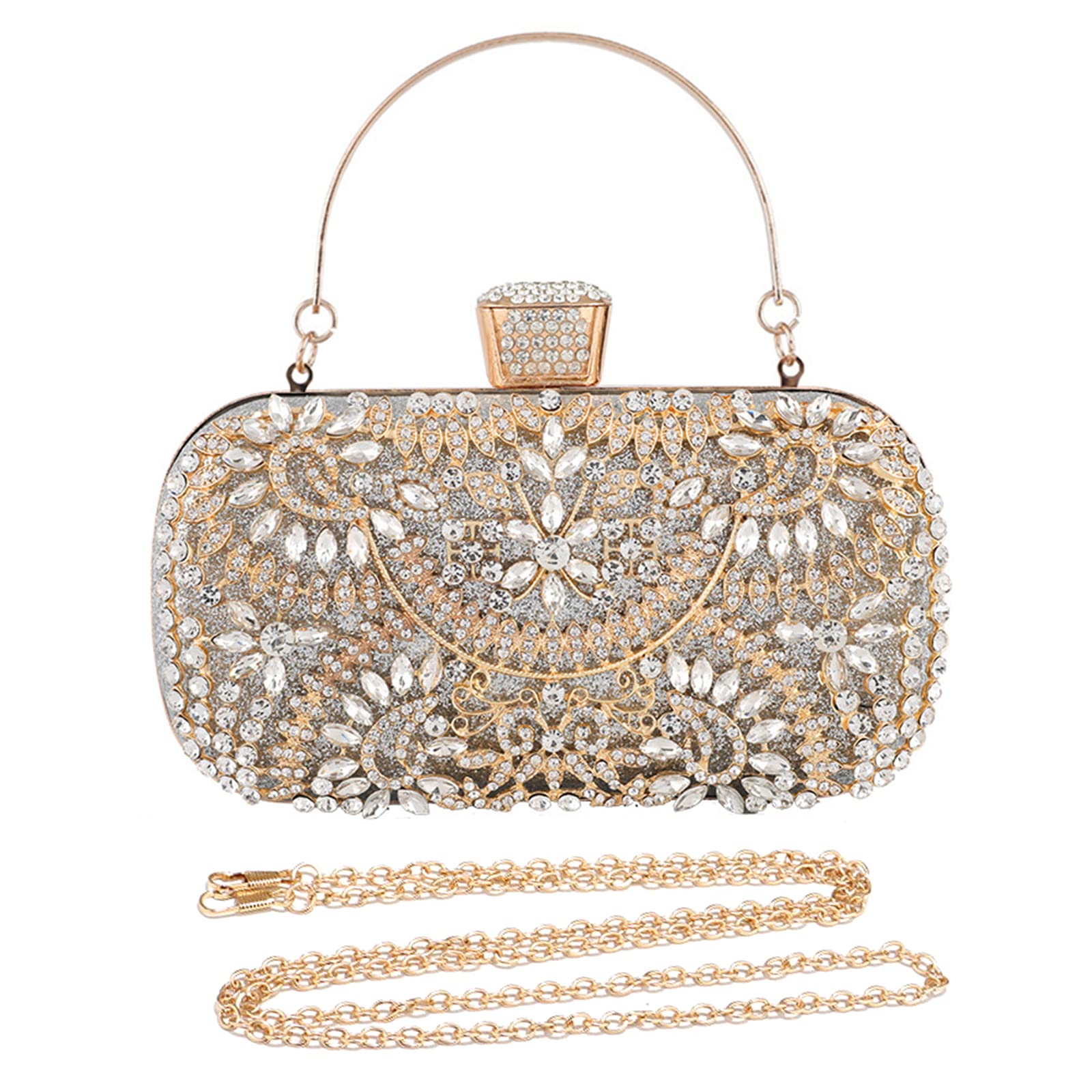 Sparkly Rhinestone Evening Clutch Bag for Women - Elegant Sequin Glitter Handbag with Crystal Details for Wedding, Bridal, Banquet & Special Occasions