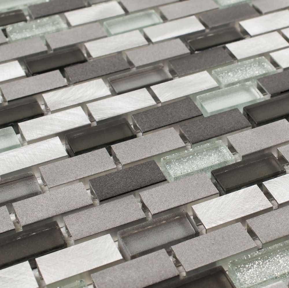 Premium Silver Mix Aluminum Glass Mosaic Tiles - Peel & Stick Backsplash for Kitchen, Bathroom, and DIY Home Decor Projects