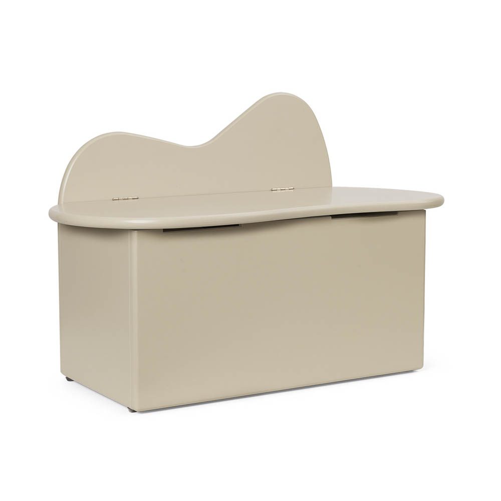 FERM LIVING Slope Storage Bench in Cashmere - Modern Entryway Bench with Hidden Storage for Hallway, Bedroom, or Living Room Organization