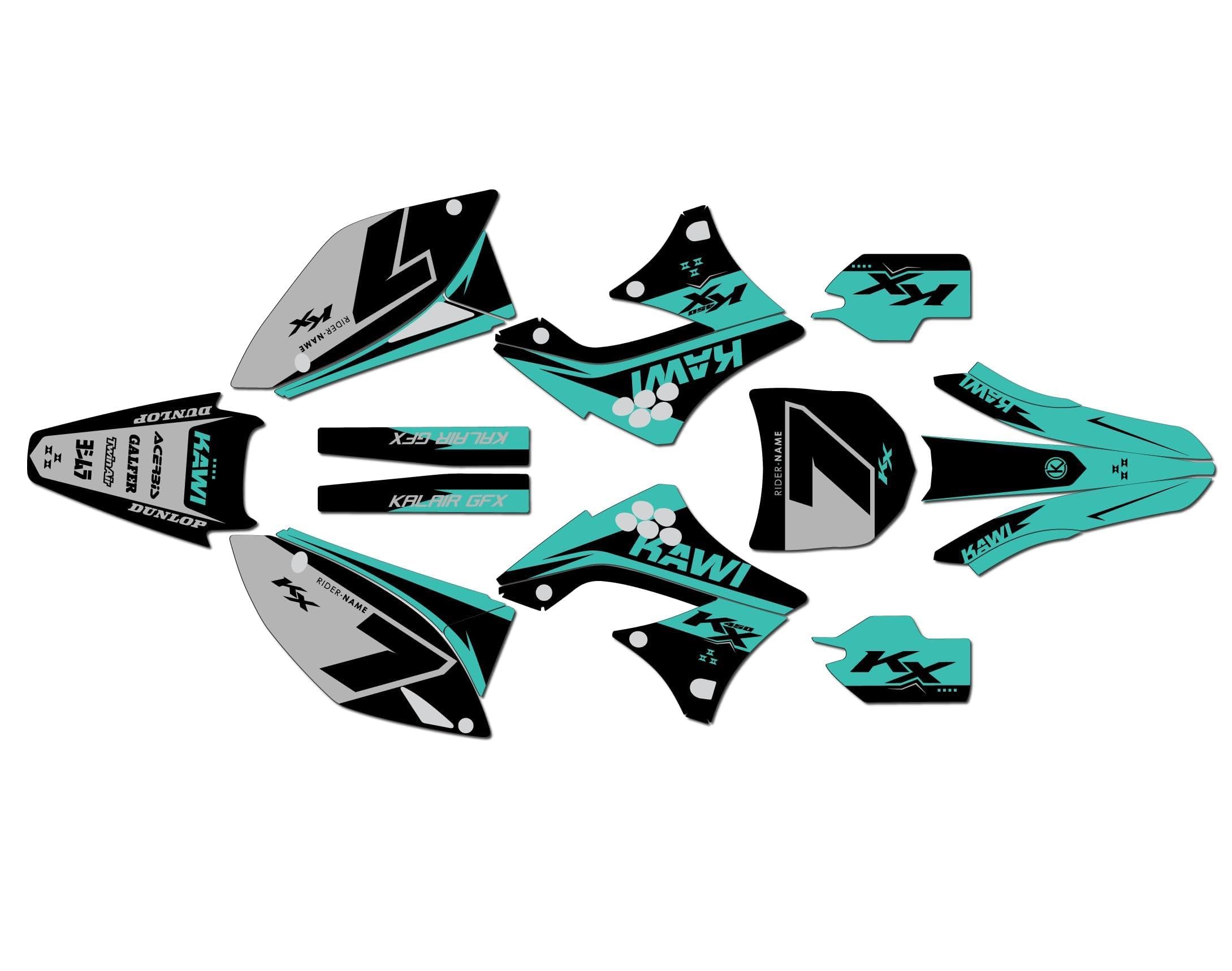 Kawasaki KX450F KX 450F Graphics Kit (2009-2011) - Legend Series Teal Motocross Stickers, Dirt Bike Racing Decals for Pit Bike & Motorcycle Accessories | No Plastics Included | Perfect for Track Racing, Off-Road Adventures & Custom Bike Styling