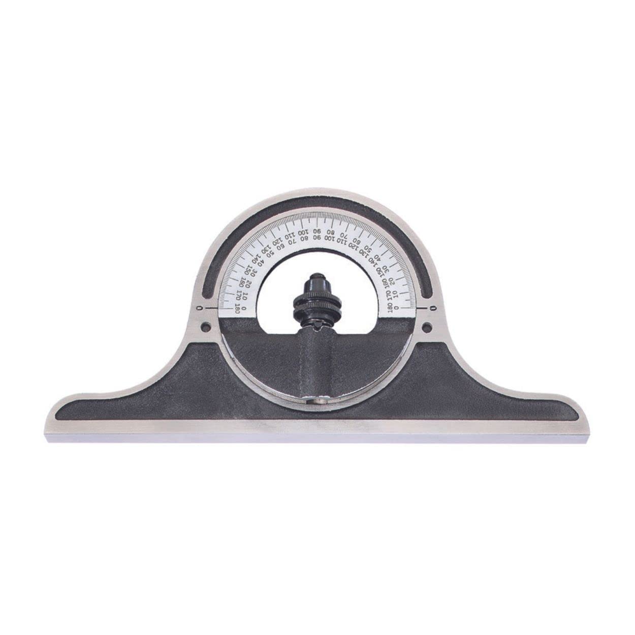 Starrett Cast Iron Protractor Head for Combination Squares & Bevel Protractors - Black Wrinkle Finish with Chrome Turret - CPNR-1224W - Perfect for Woodworking, Metalworking & Precision Angle Measurement