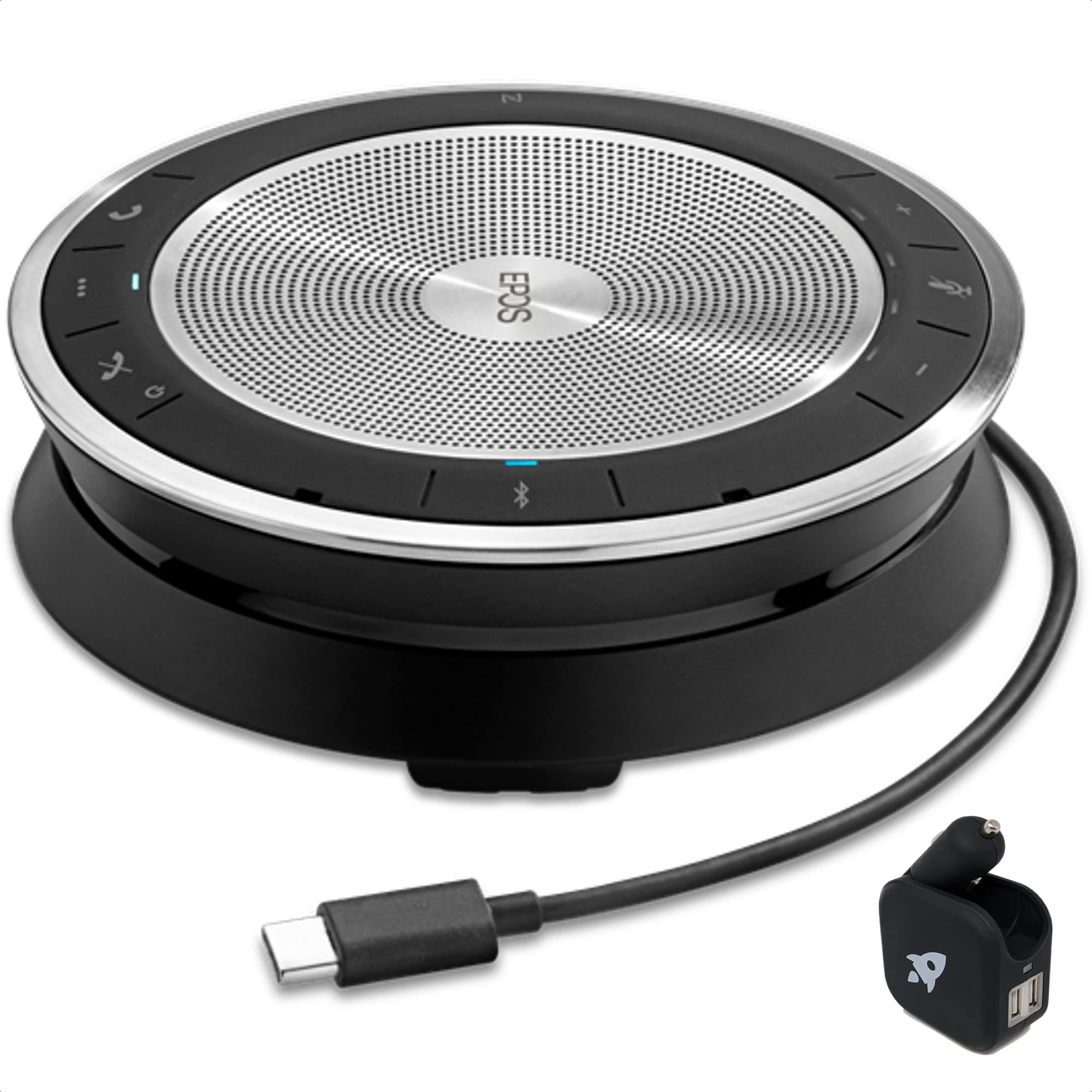 EPOS Expand 30 Portable Bluetooth Speakerphone with GTW 2-Port Charger - HD Voice for Teams, Zoom, Webex, Skype - Wireless Conference Speaker for Home Office, Mobile, PC & Mac - Perfect for Remote Meetings & Video Calls