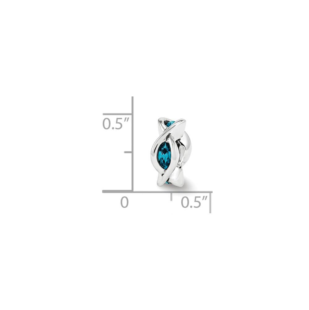 Black Crystal Marquise Twist Spacer Bead Charm - Sterling Silver for Jewelry Making