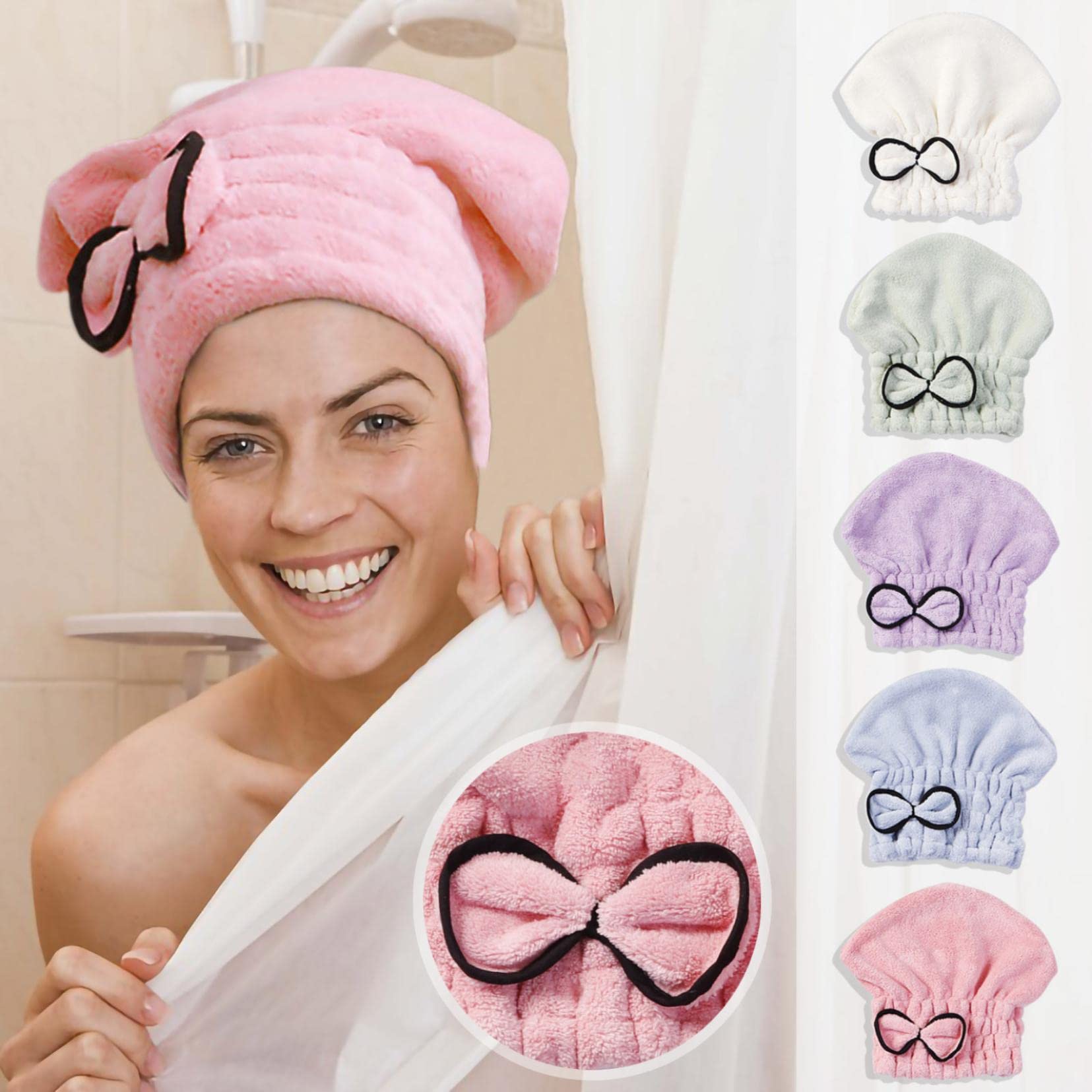 Super Absorbent Microfiber Hair Drying Cap for Curly Hair - Quick Dry Hair Towel Wrap for Women & Girls | Perfect for Post-Shower, Salon Styling & Travel (Purple)