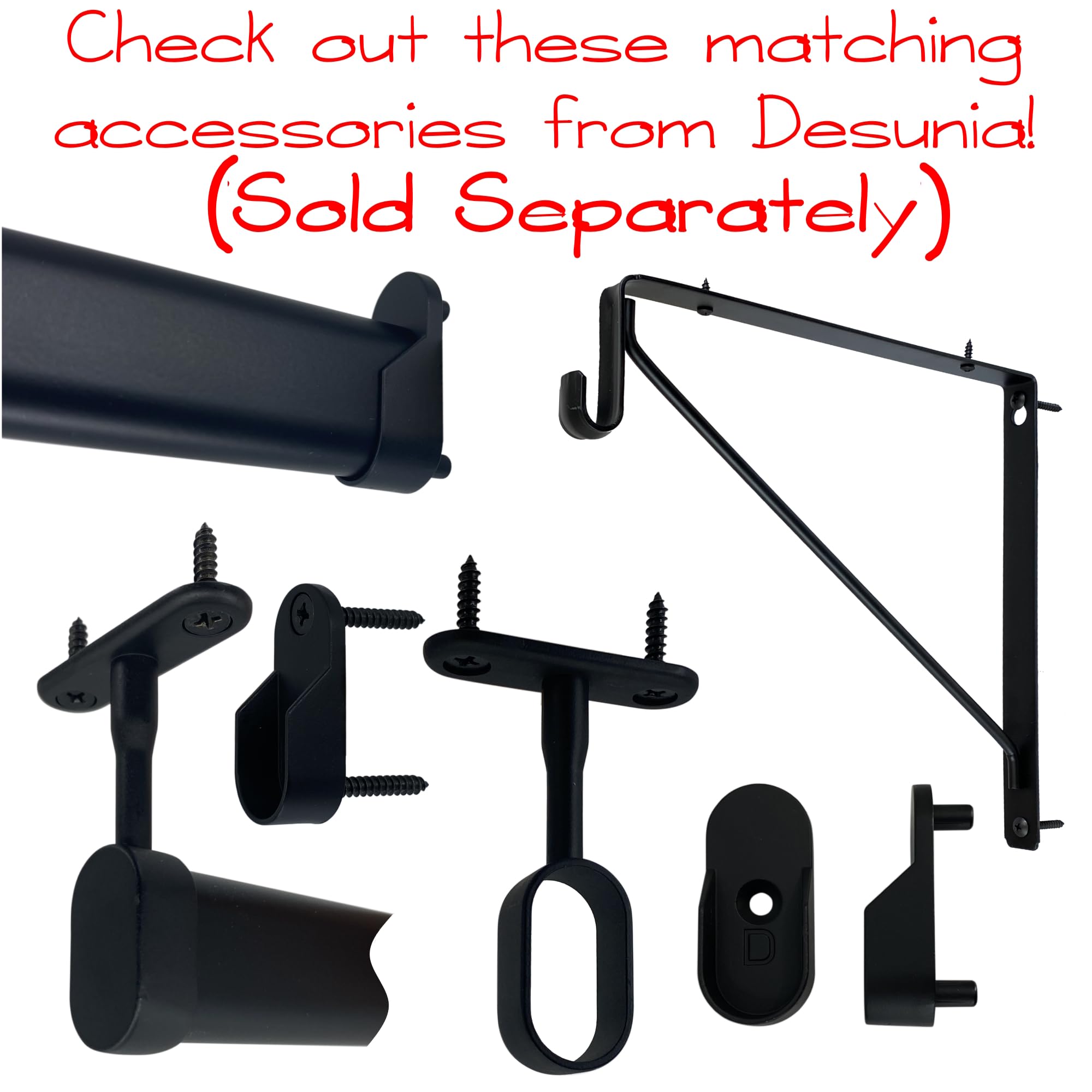 Heavy Duty Welded Oval Closet Rod & Shelf Support Bracket - Matte Black (10 Pack) | Sturdy Closet Organization for Hanging Clothes & Storage