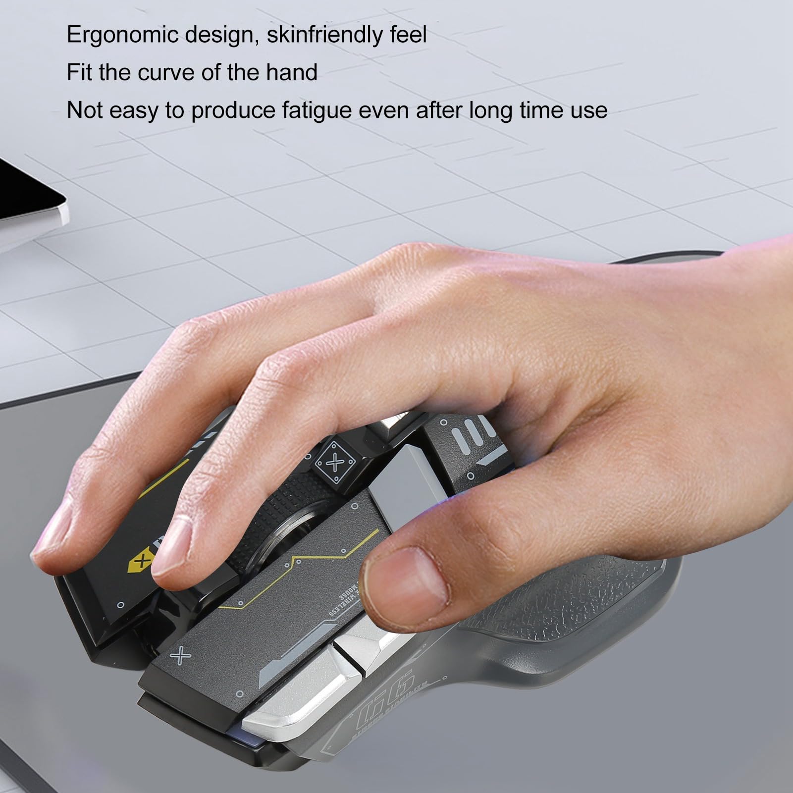 Wireless Gaming Mouse with 2.4G/Wired/Bluetooth 3 Modes, 11 RGB Backlit, 5 Adjustable DPI (1600-7200) for PC Windows/Android/iOS - Perfect for FPS, MOBA & Office Work (Black)