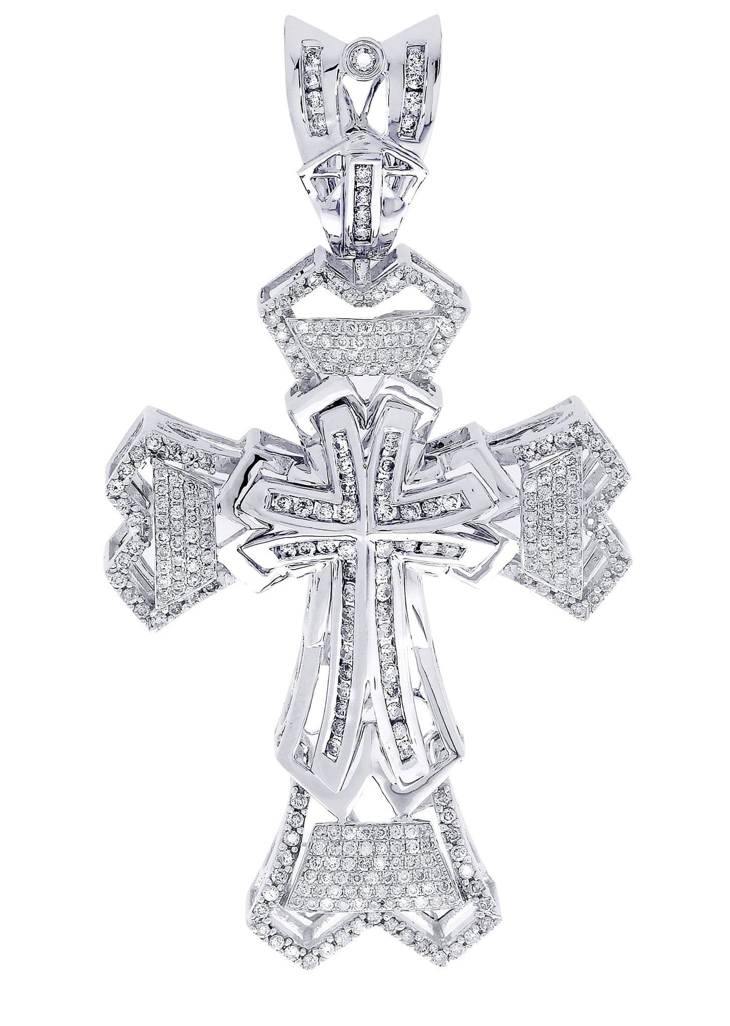 2.28 Carat Diamond Cross Pendant Necklace - 21.68 Grams Solid Gold Religious Jewelry for Women - Perfect for Baptism, First Communion & Special Occasions