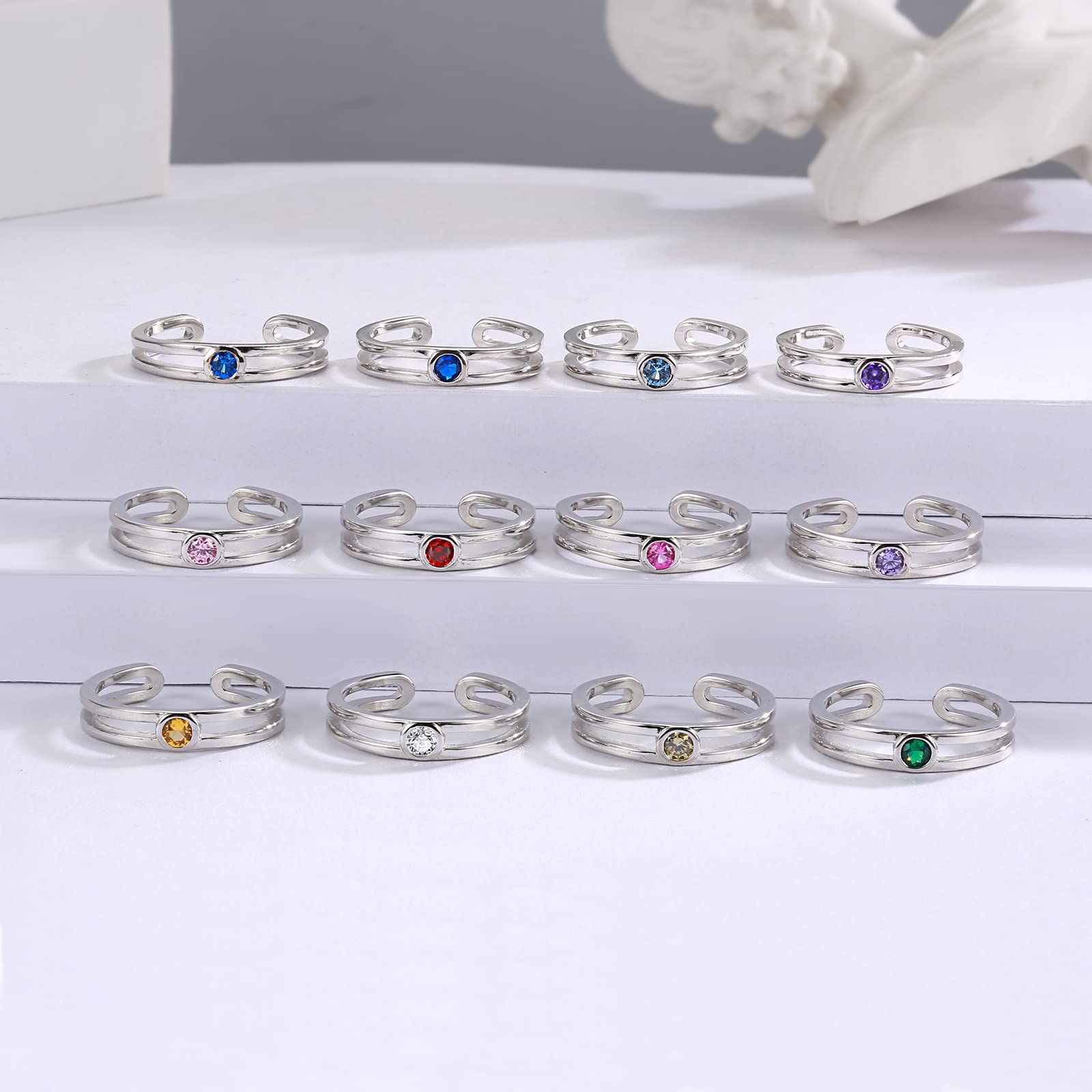 Adjustable Sterling Silver Toe Rings for Women with Birthstones - Minimalist Summer Jewelry for Beach Vacations, Pedicures & Boho Fashion