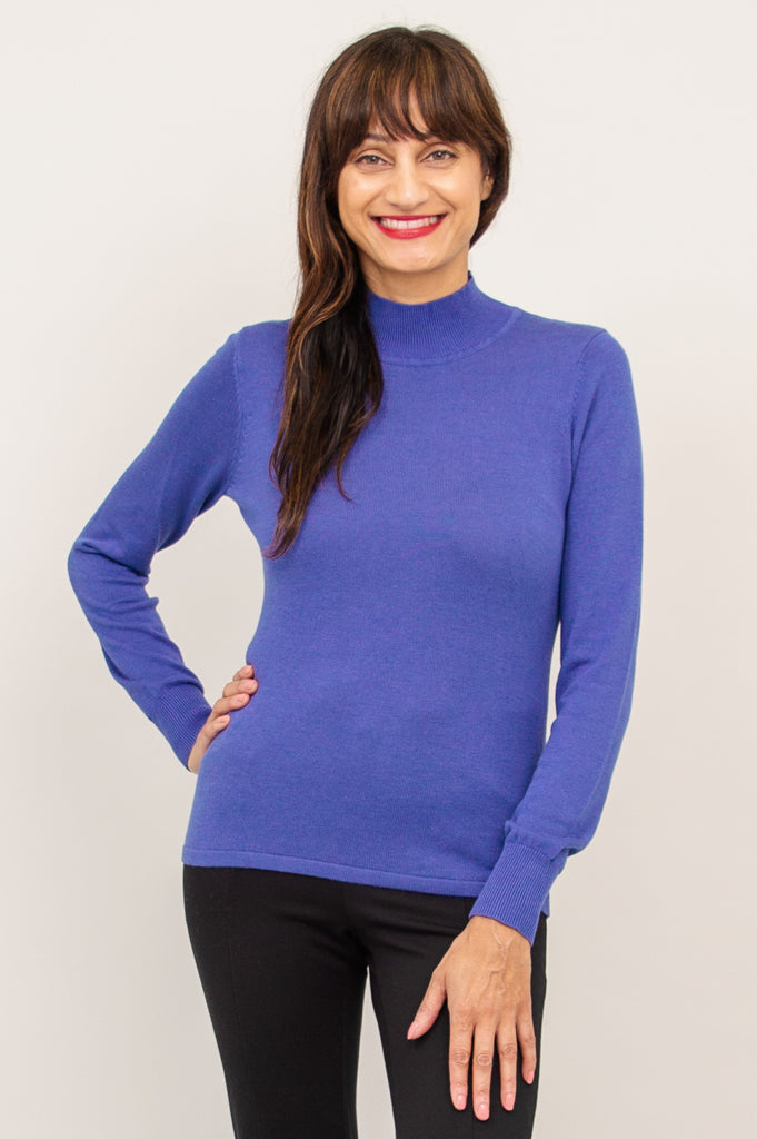 Premium Cameron Sweater for Women - Soft Bamboo Cotton Blend in Deep Blue - Cozy Fall & Winter Layering Essential
