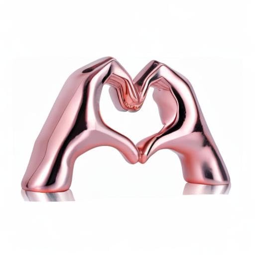 Pink Heart and Hand Sculptures - Bohemian Home Decor Statues for Wedding, Living Room, Bedroom, Office & Coffee Table | Unique Bookshelf & Edgy Room Decor