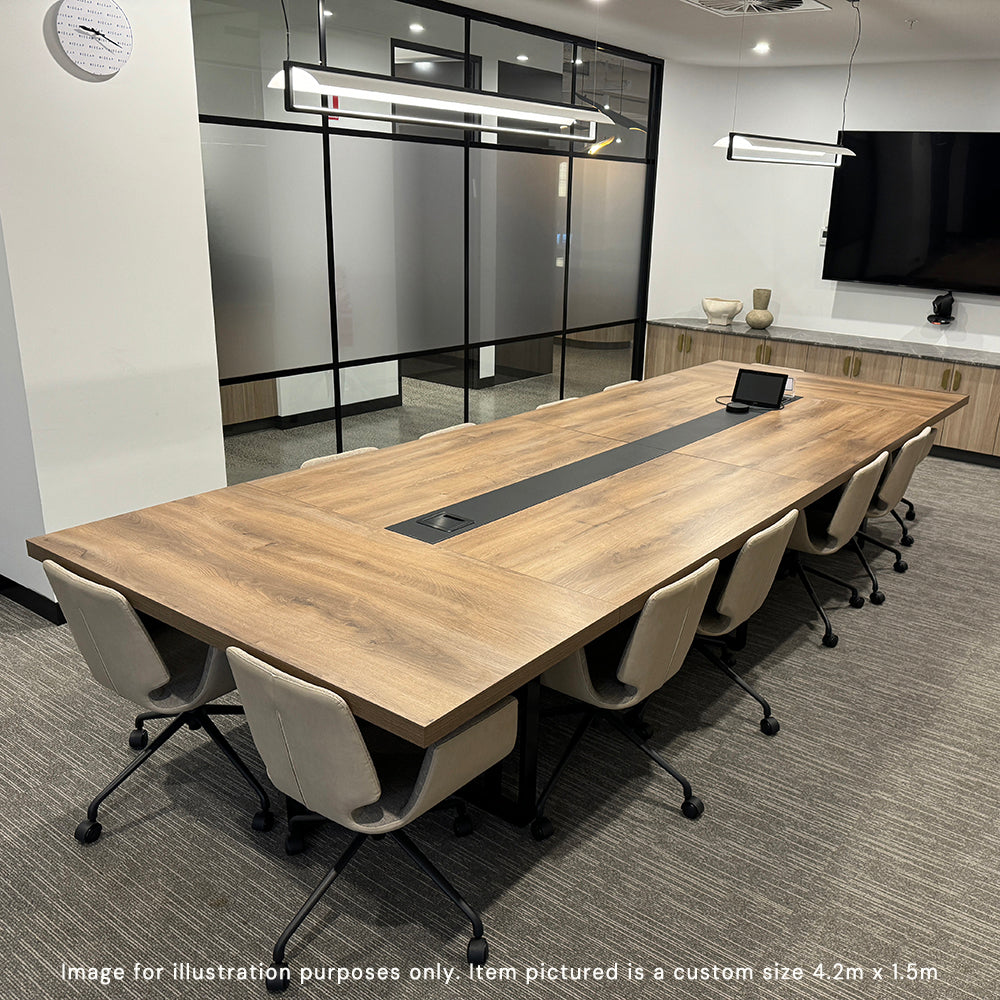 Premium VIDAL Conference Table 3.6m x 1.2m - Warm Oak & Black Finish - Ideal for Boardrooms, Meeting Rooms & Office Spaces